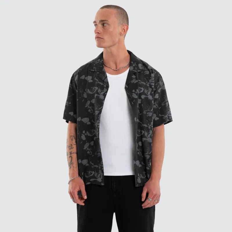 Thorn Button Up Shirt Black Print sold by Neverland