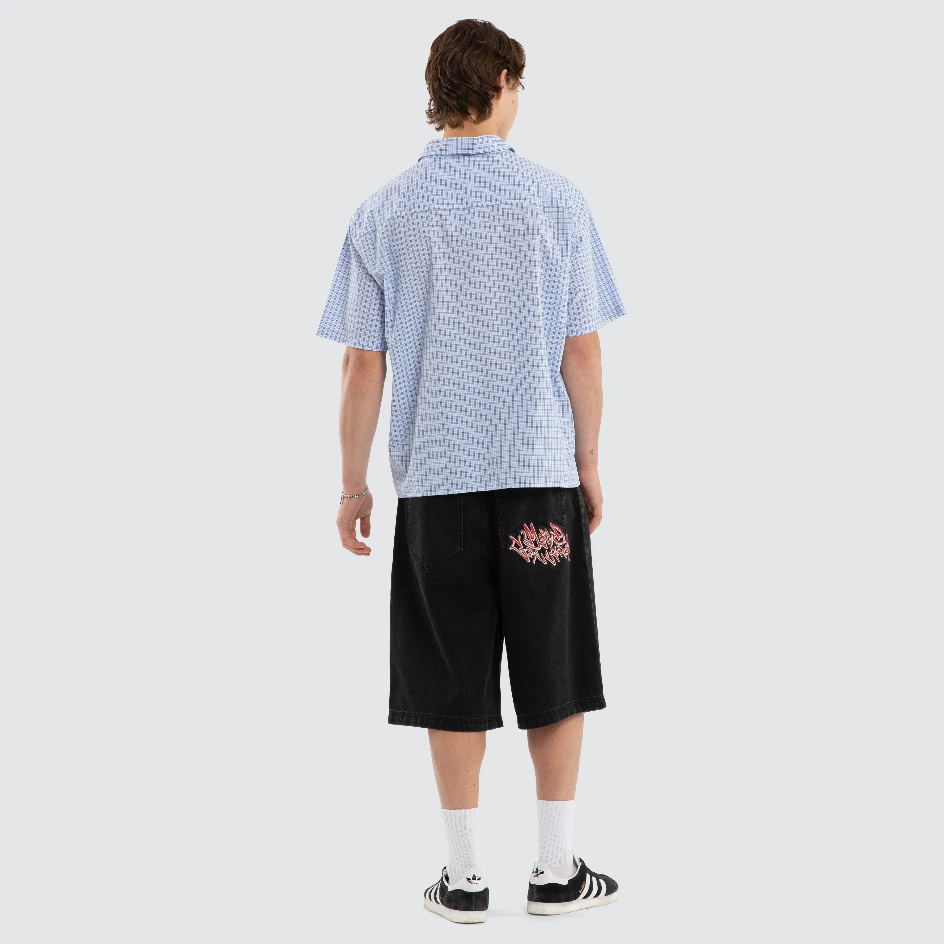 Gridline Short Sleeve Button Shirt Blue Check sold by Neverland product image thumbnail 2