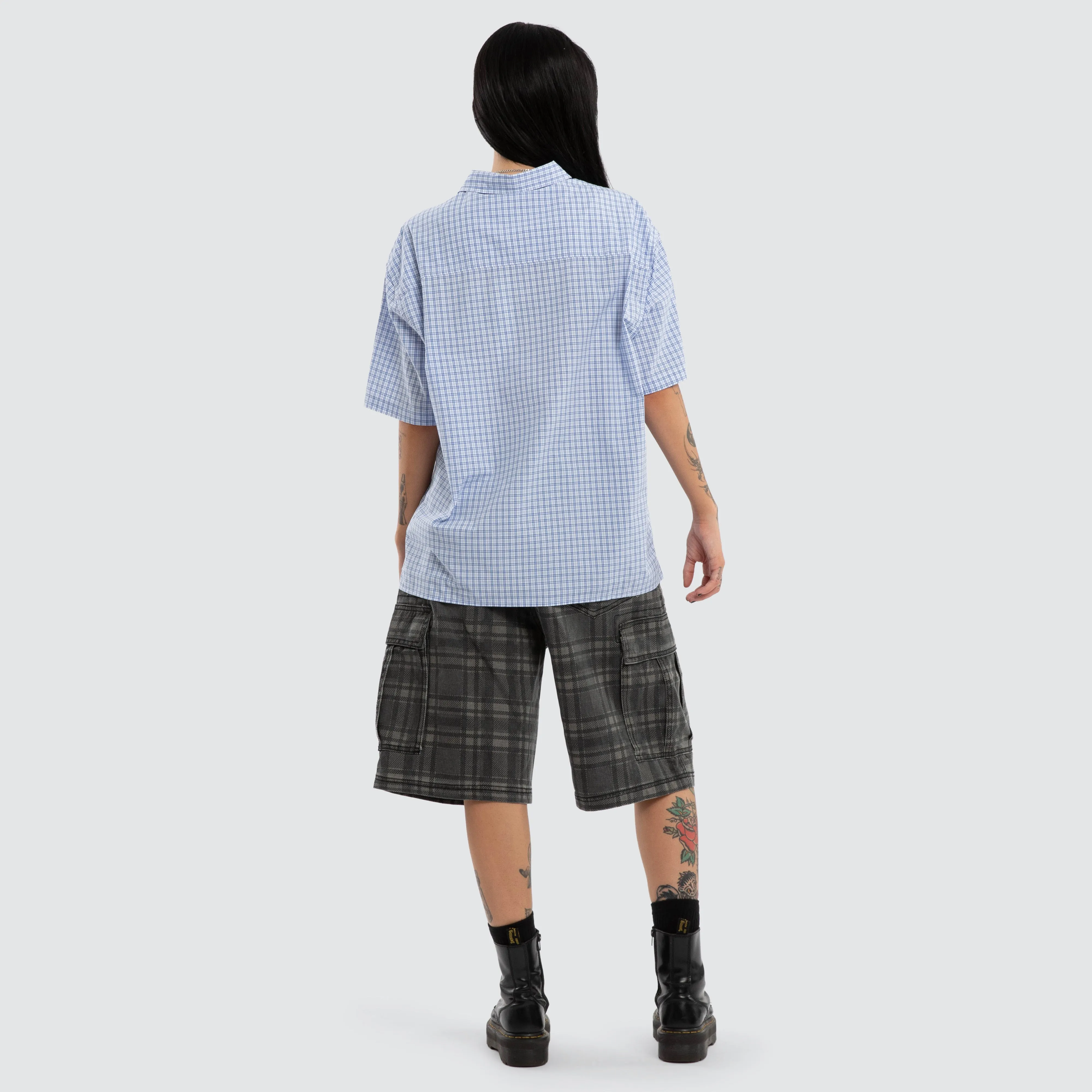 Gridline Short Sleeve Button Shirt Blue Check sold by Neverland product image thumbnail 5