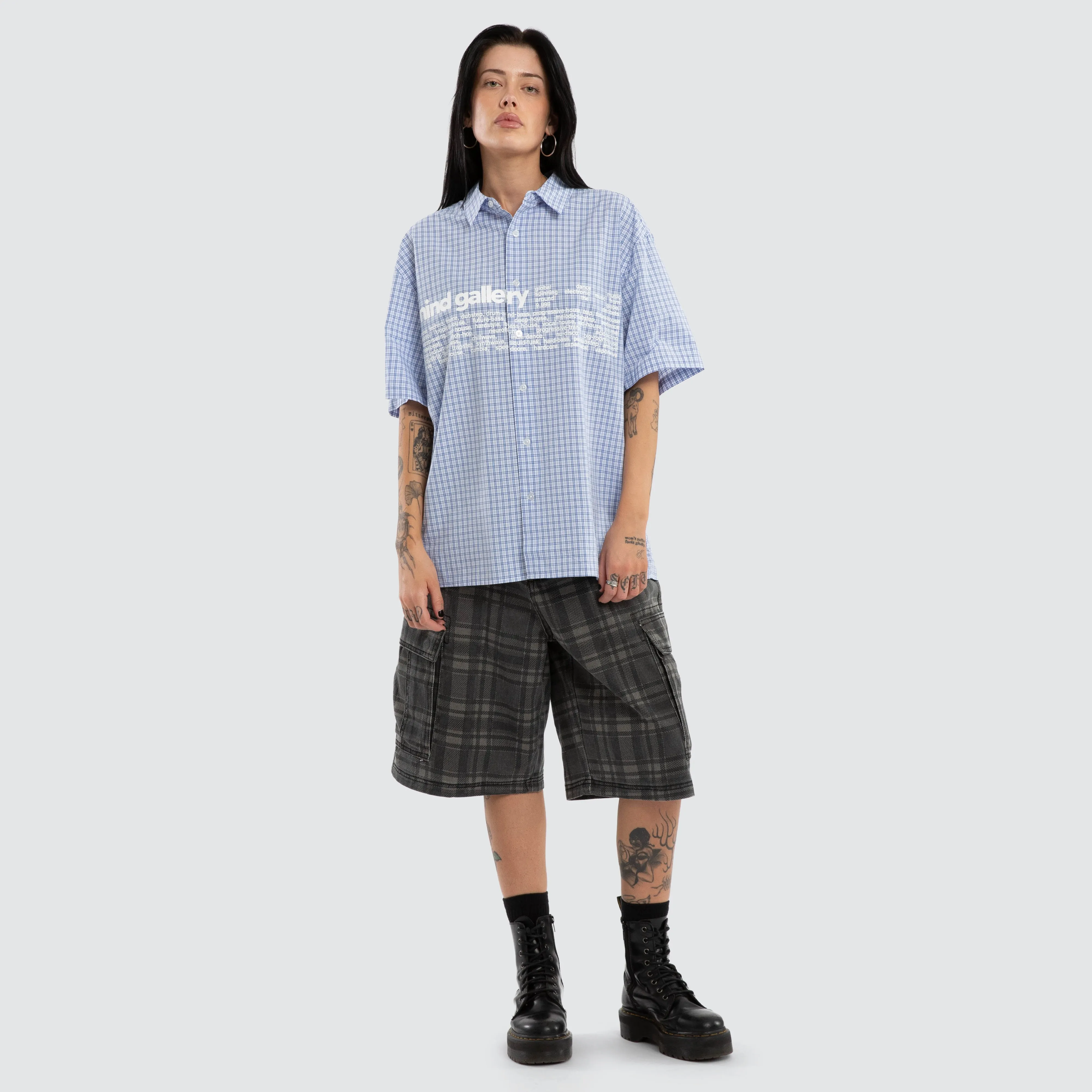 Gridline Short Sleeve Button Shirt Blue Check sold by Neverland product image thumbnail 4