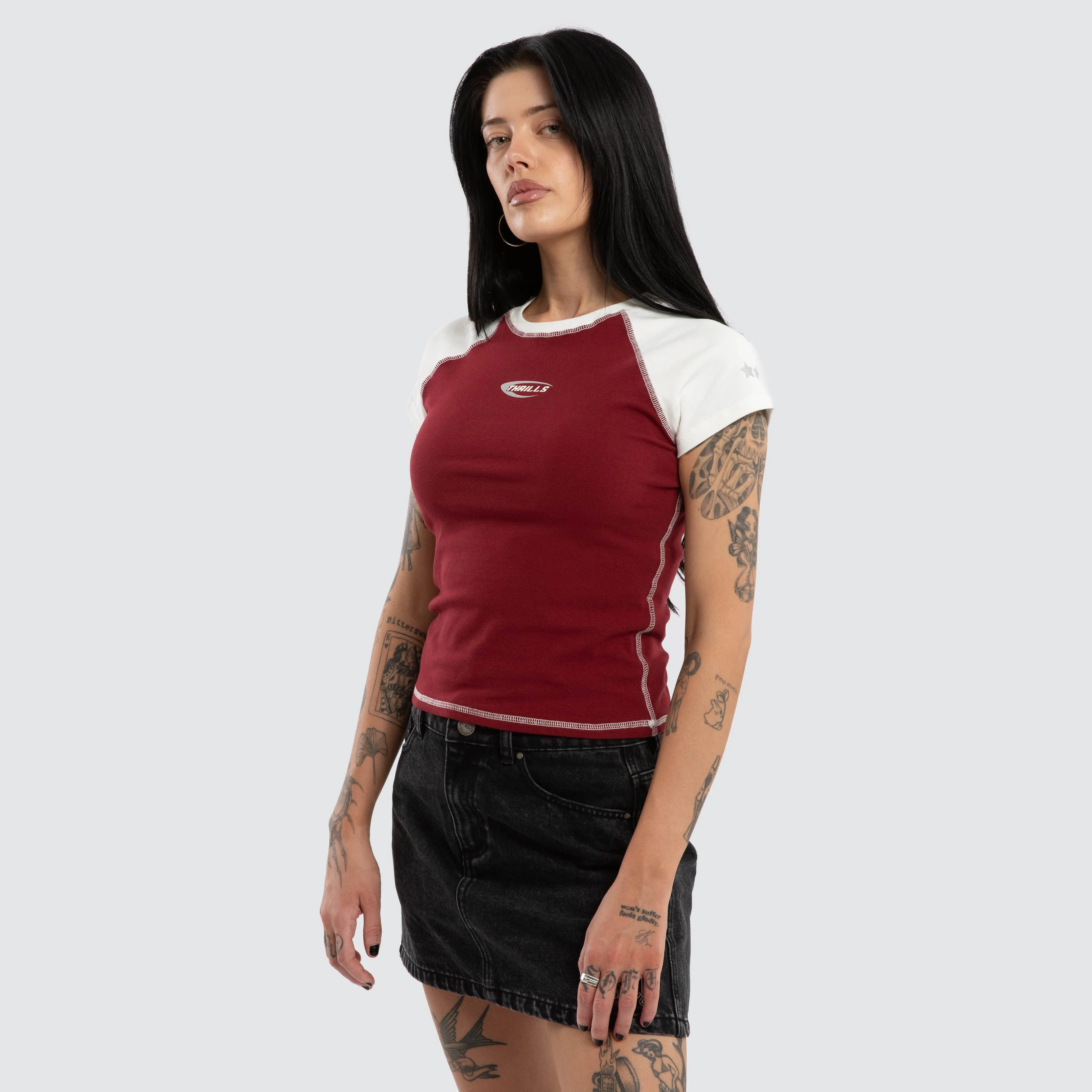 Playing For Keeps Raglan Tee Garnet Red sold by Neverland product image thumbnail 3