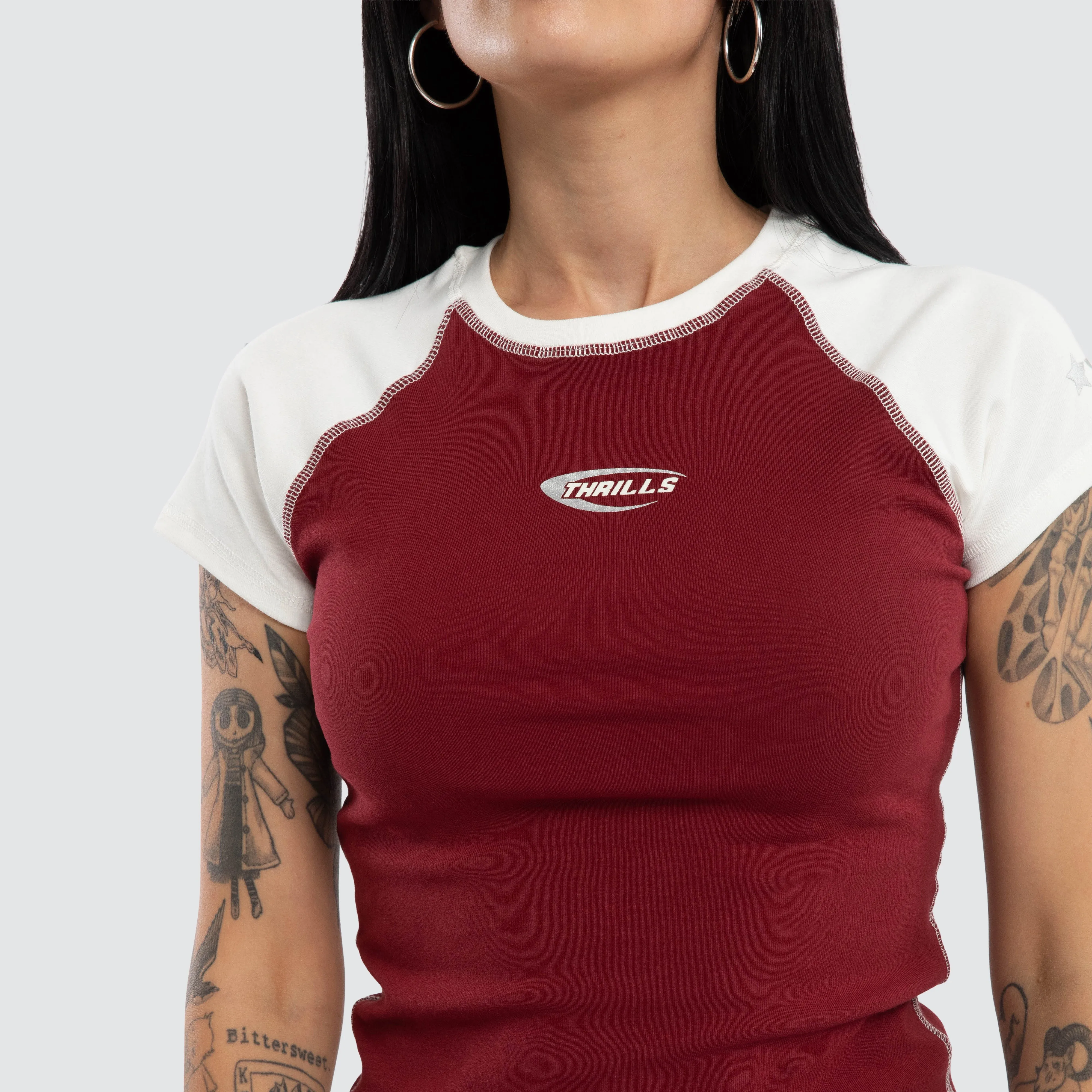 Playing For Keeps Raglan Tee Garnet Red sold by Neverland product image thumbnail 4