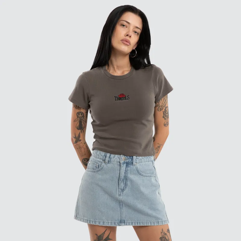 Bed Of Roses Mini Tee Charcoal Rose sold by Neverland