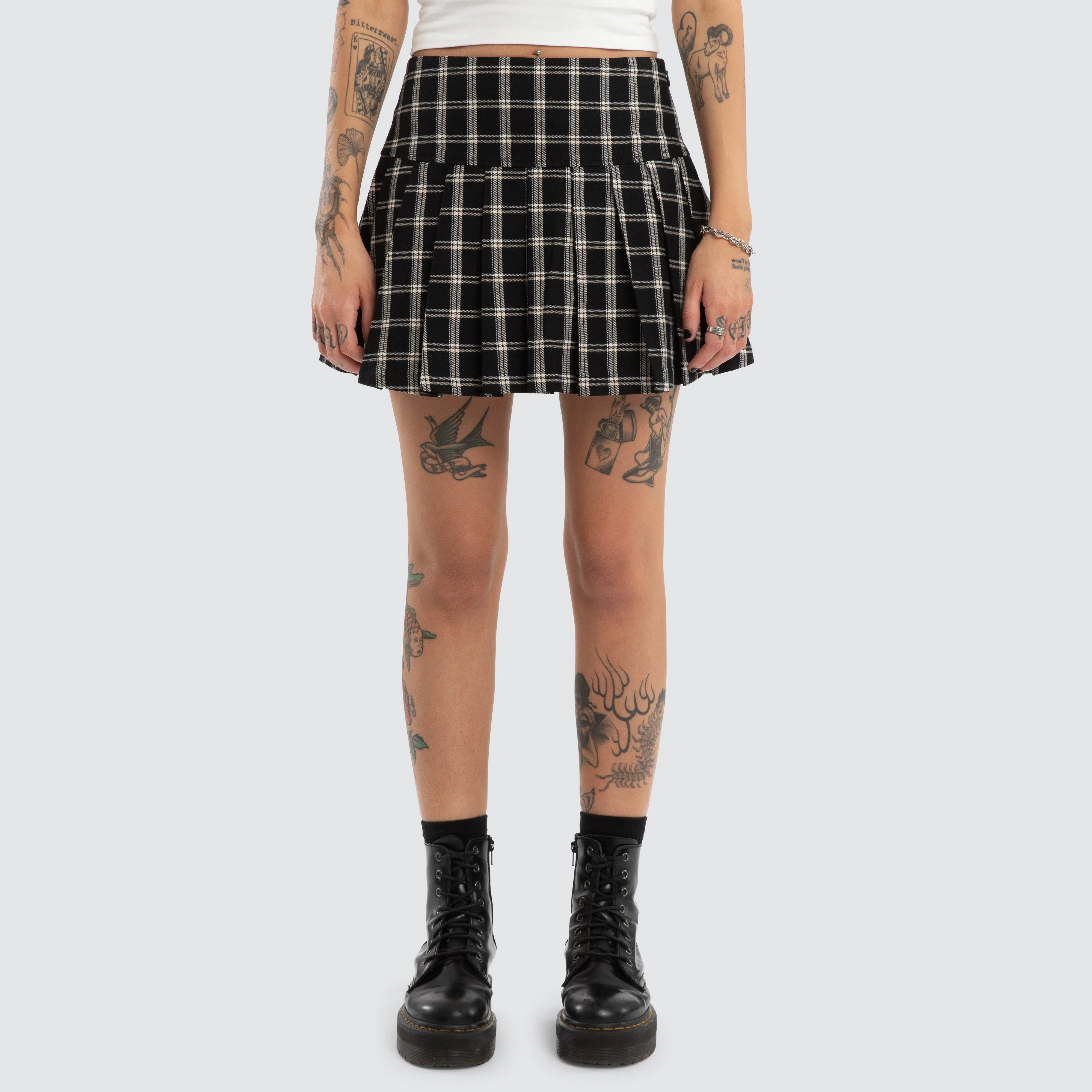 Tempest Pleated Skirt Black/White Check sold by Neverland product image thumbnail 3