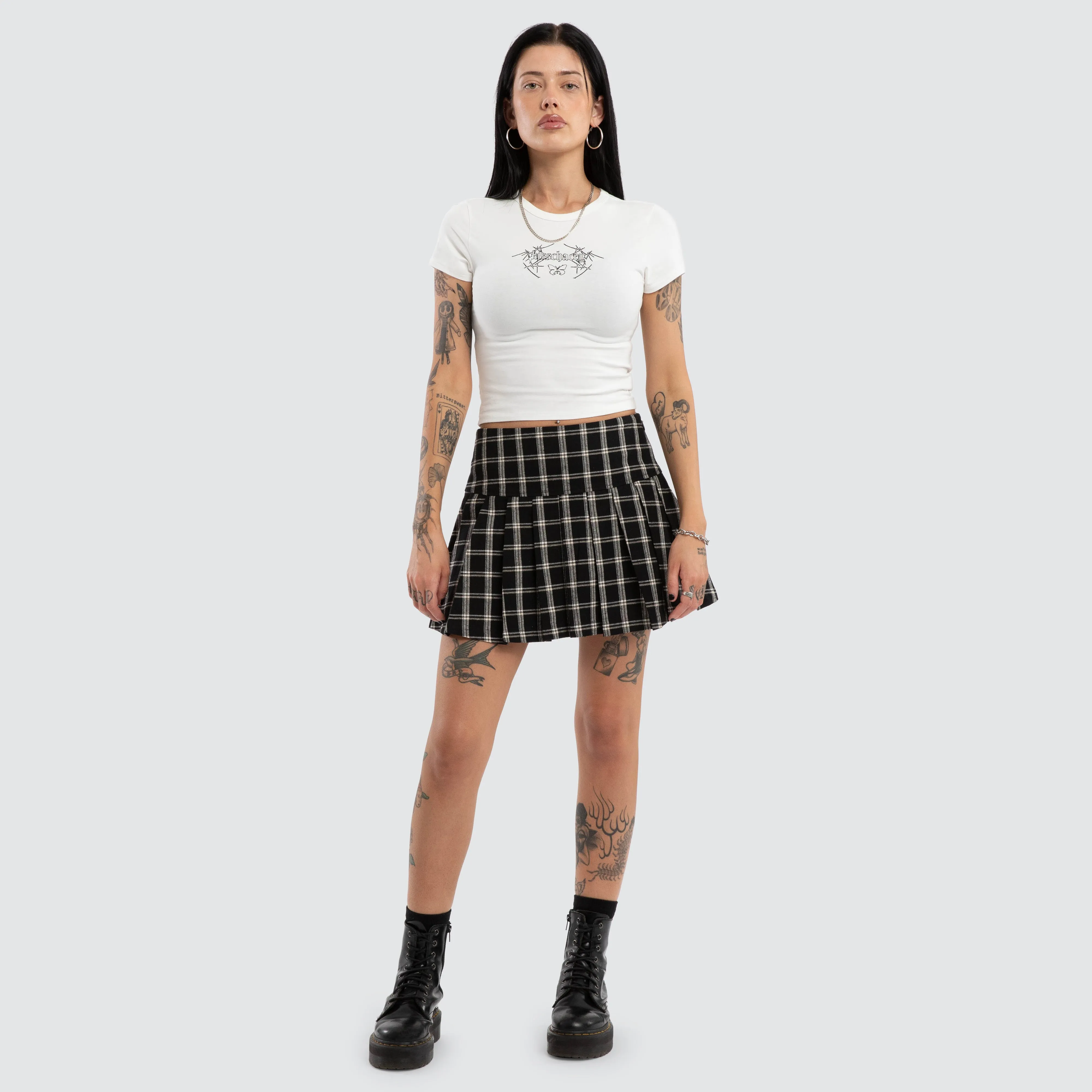 Tempest Pleated Skirt Black/White Check sold by Neverland product image thumbnail 4