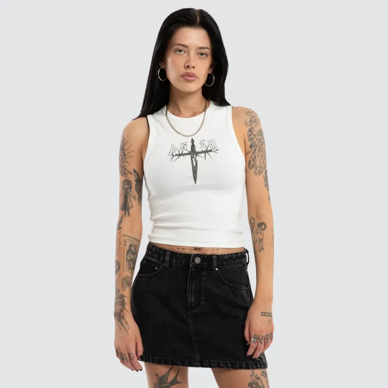 Lilith Rib Tank Natural White sold by Neverland