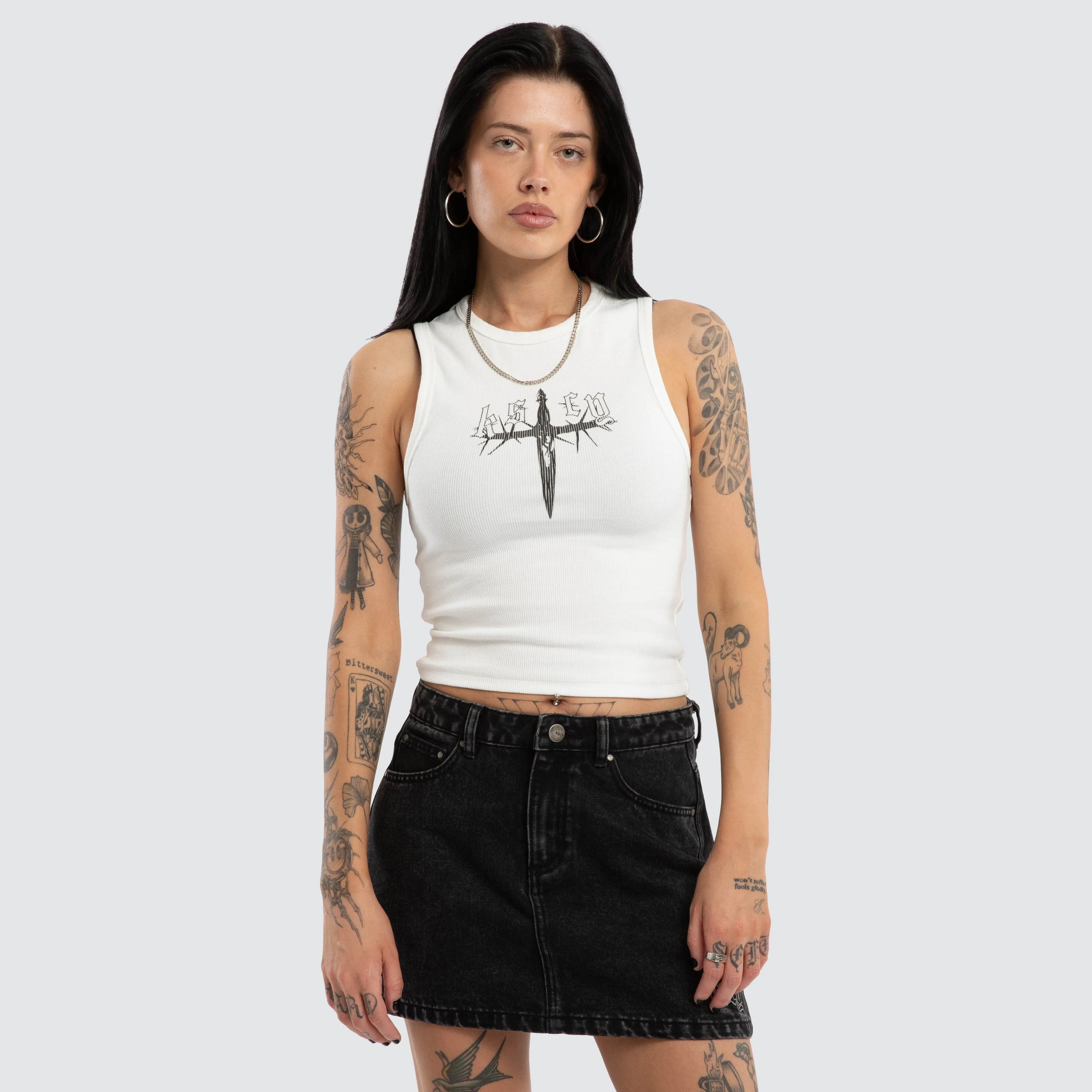 Lilith Rib Tank Natural White sold by Neverland