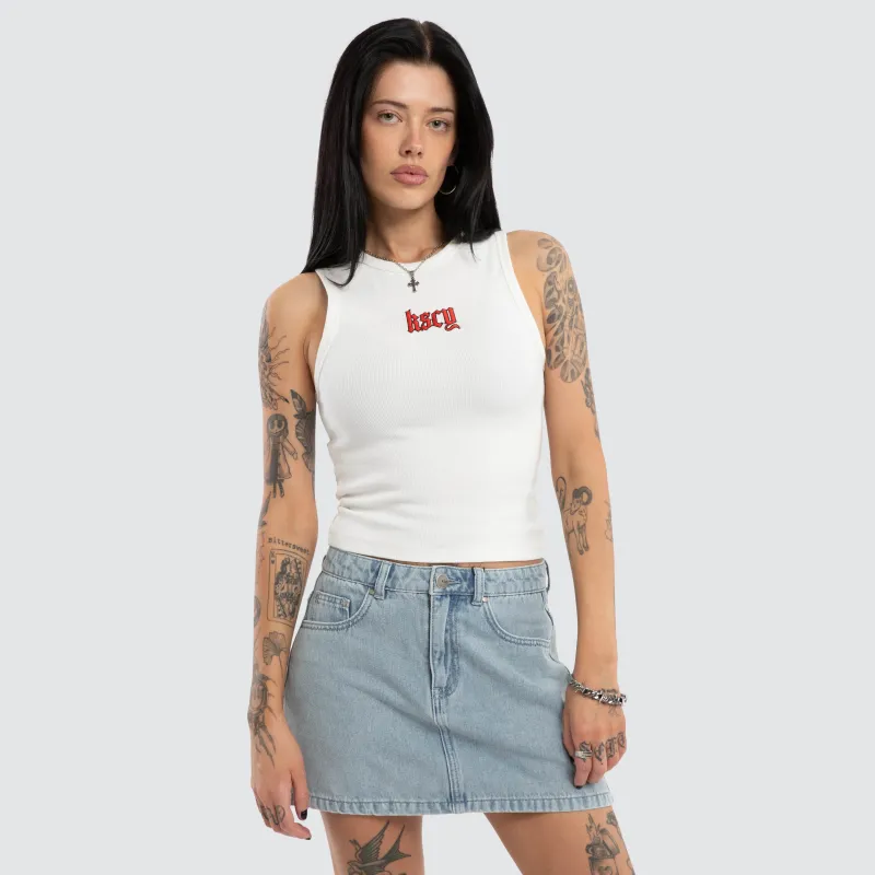 Lenora Rib Tank Natural White sold by Neverland