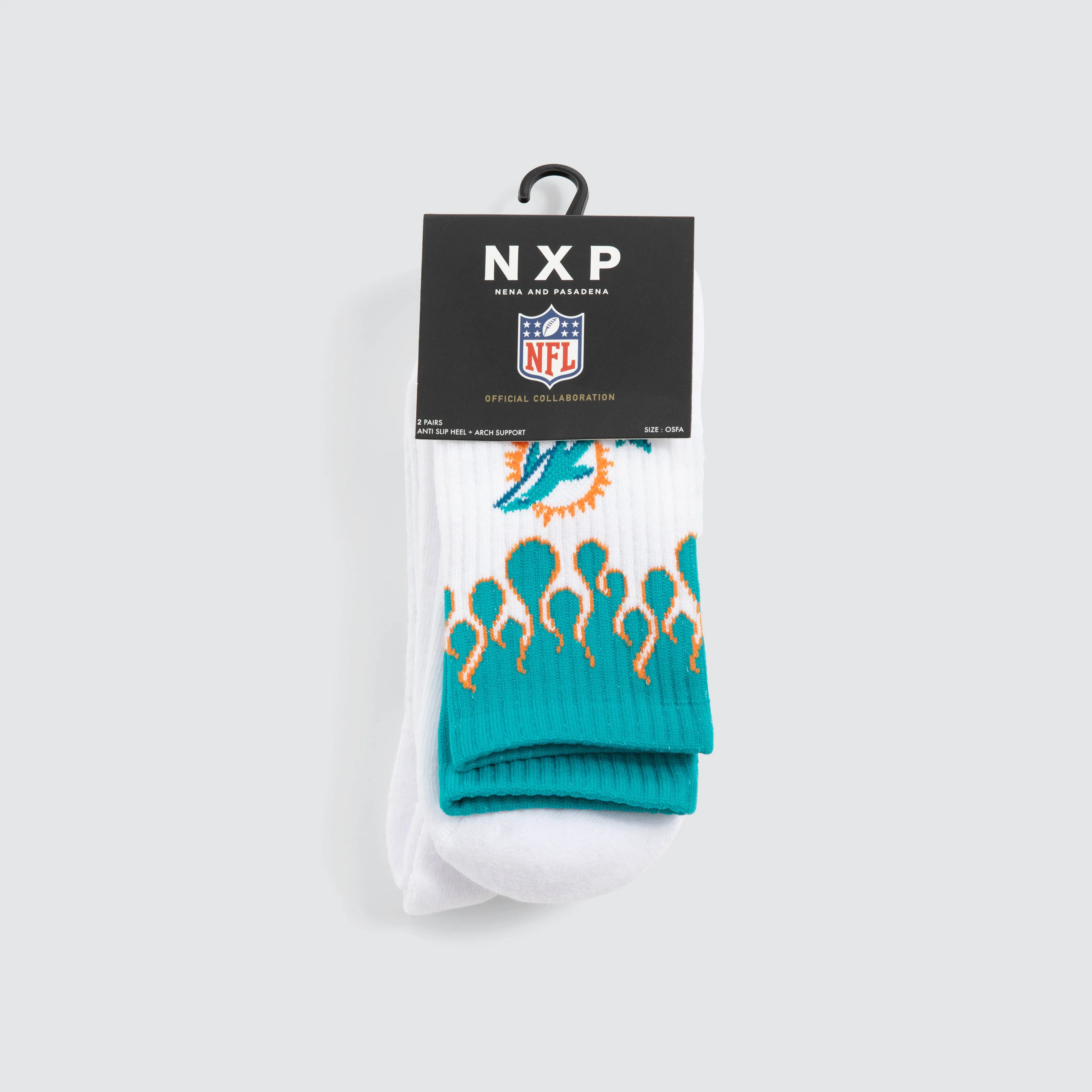 Miami Dolphins NFL 2 Pack Socks White/Aqua sold by Neverland product image thumbnail 3