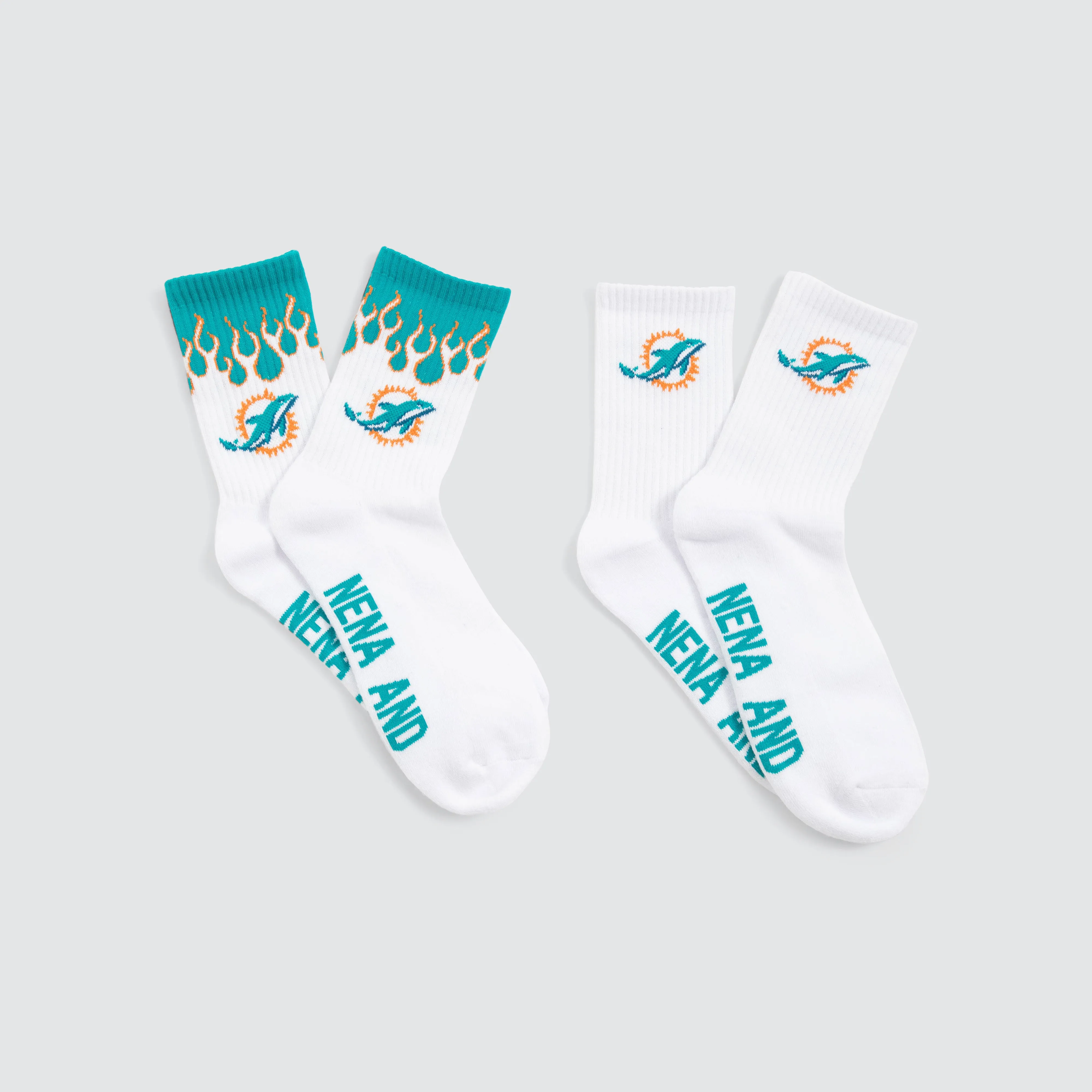 Miami Dolphins NFL 2 Pack Socks White/Aqua sold by Neverland