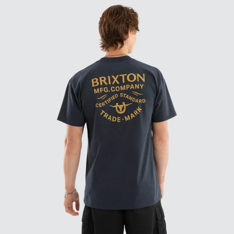 Stacked Short Sleeve Tee Navy made by Neverland