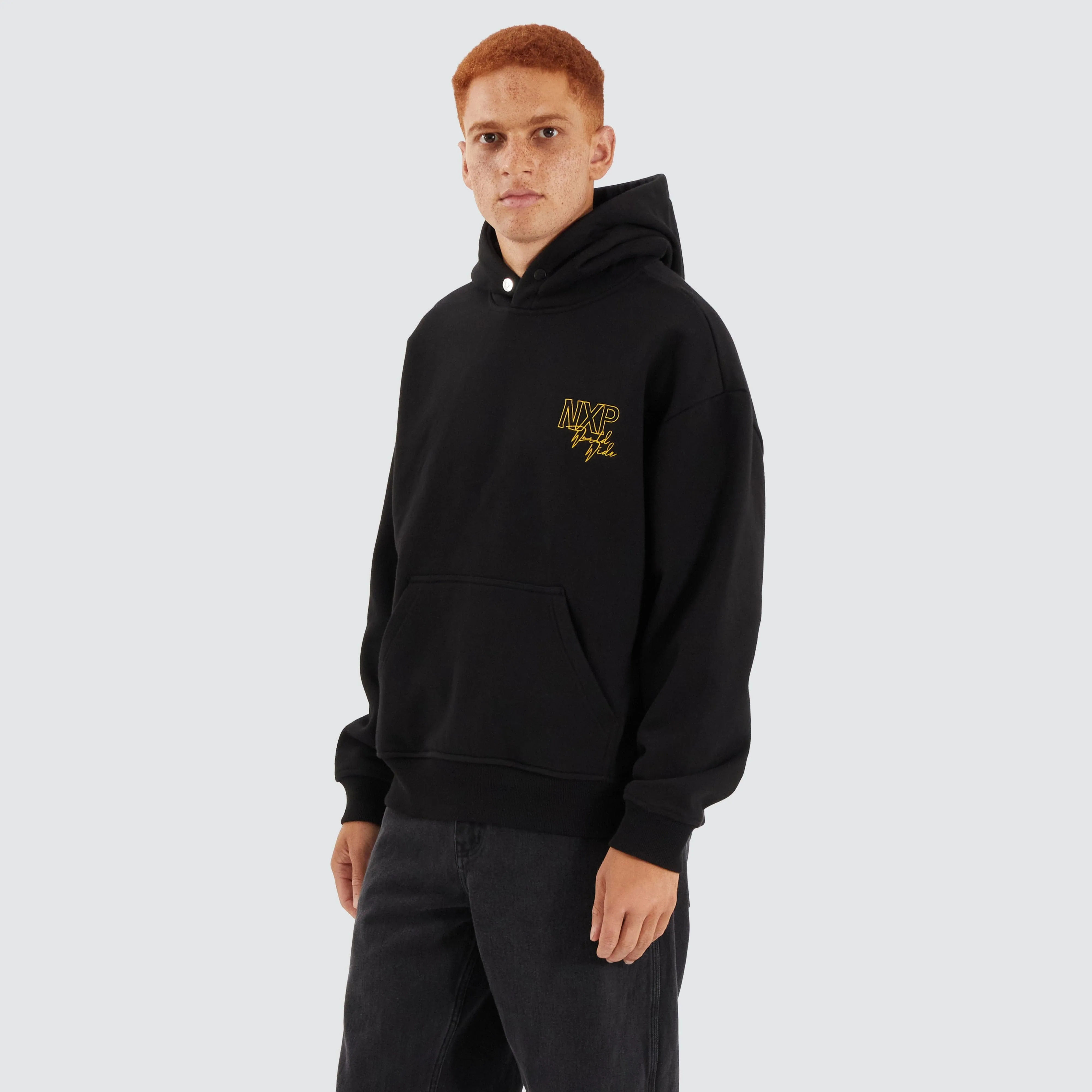 Olympia Box Fit Hoodie Jet Black sold by Neverland product image thumbnail 4