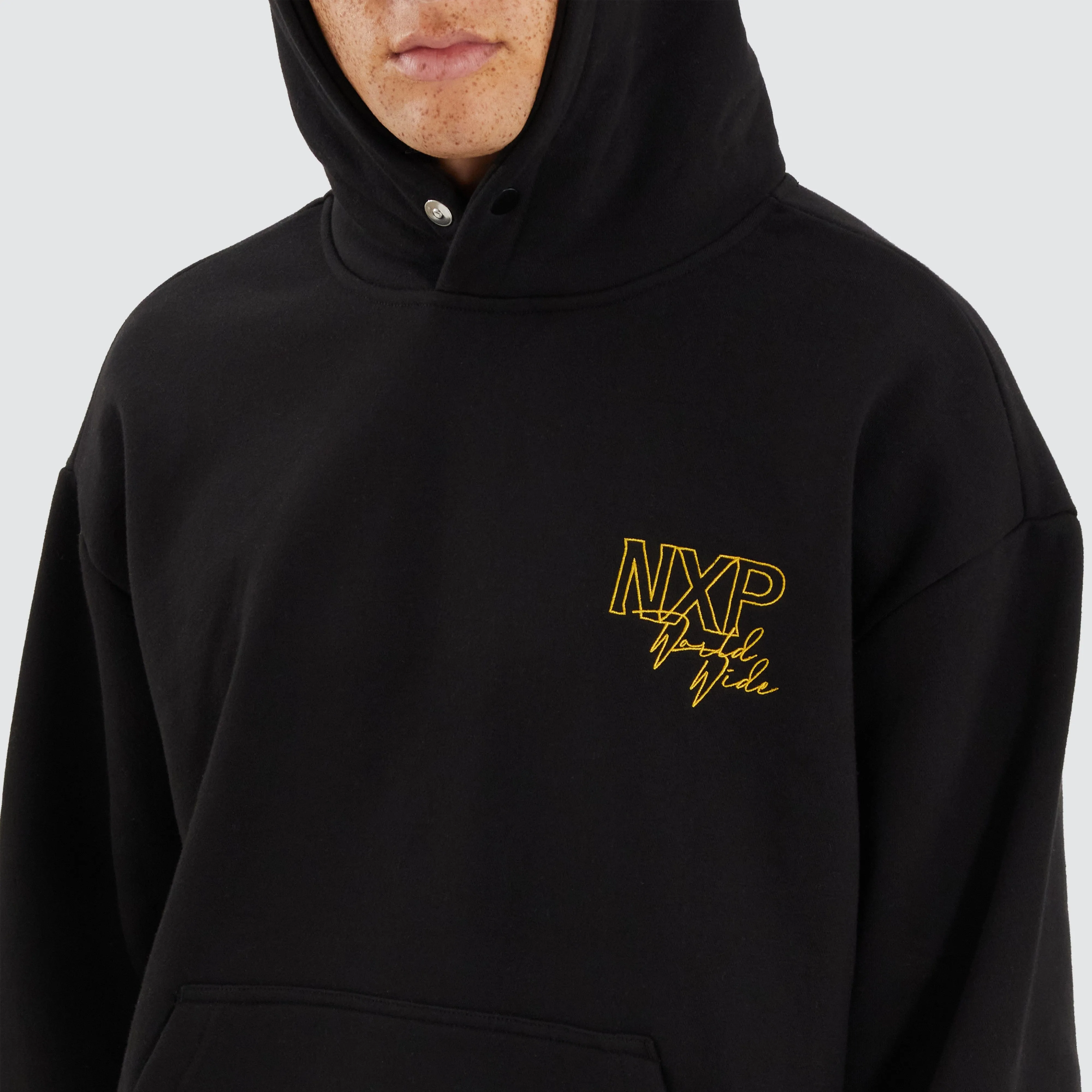 Olympia Box Fit Hoodie Jet Black sold by Neverland product image thumbnail 3