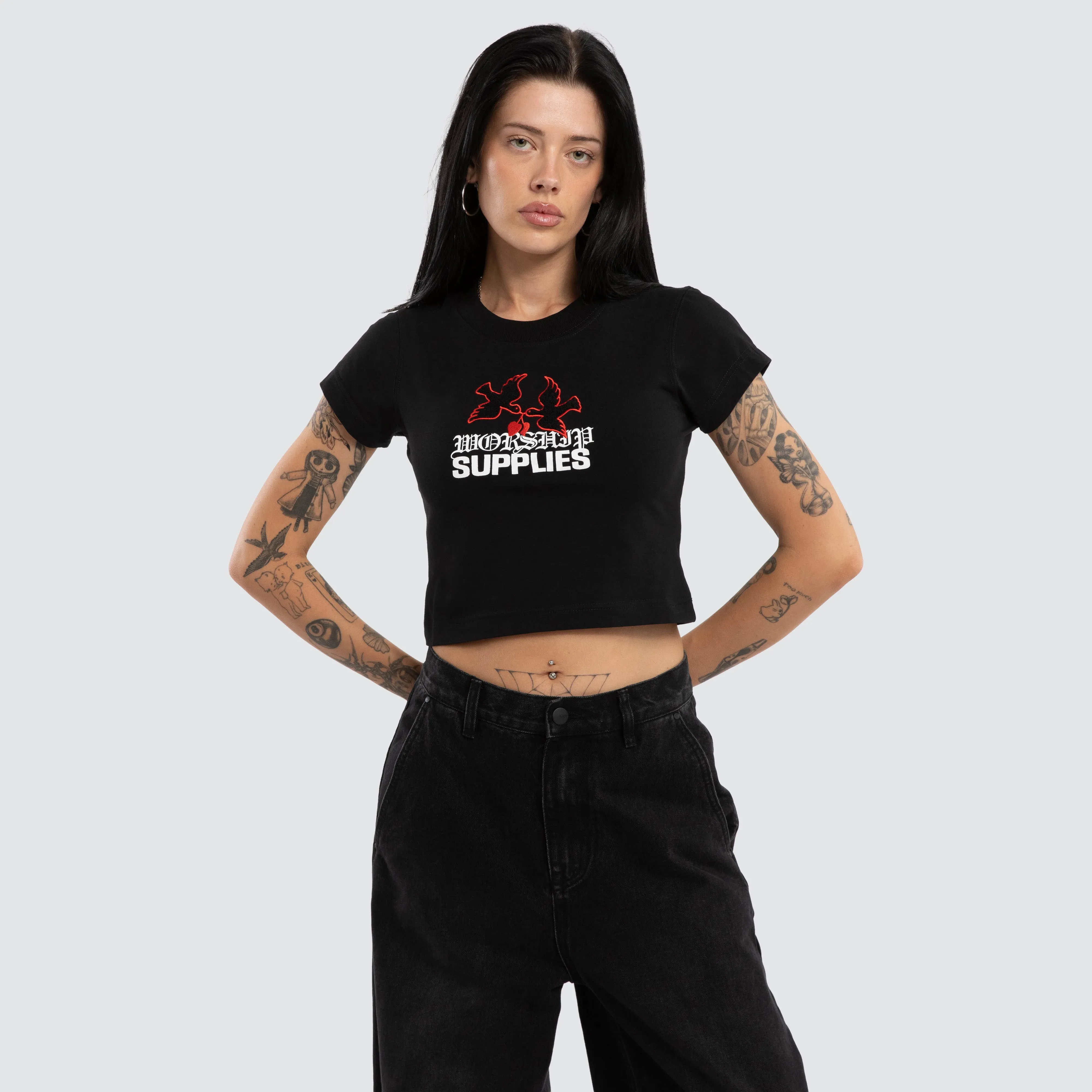 Love Birds Teeny Tee Black sold by Neverland