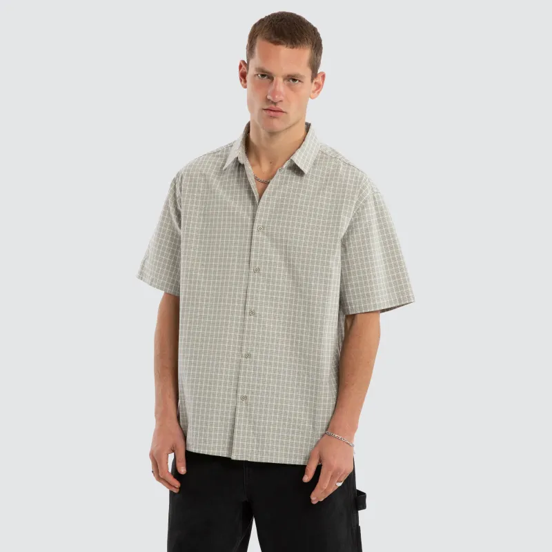 Baseline Button Up Short Sleeve Shirt Grey Check sold by Neverland