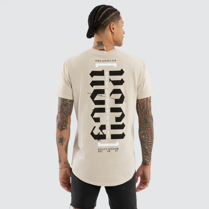 Sacred Dual Curved Tee Pigment Silver Cloud made by Neverland