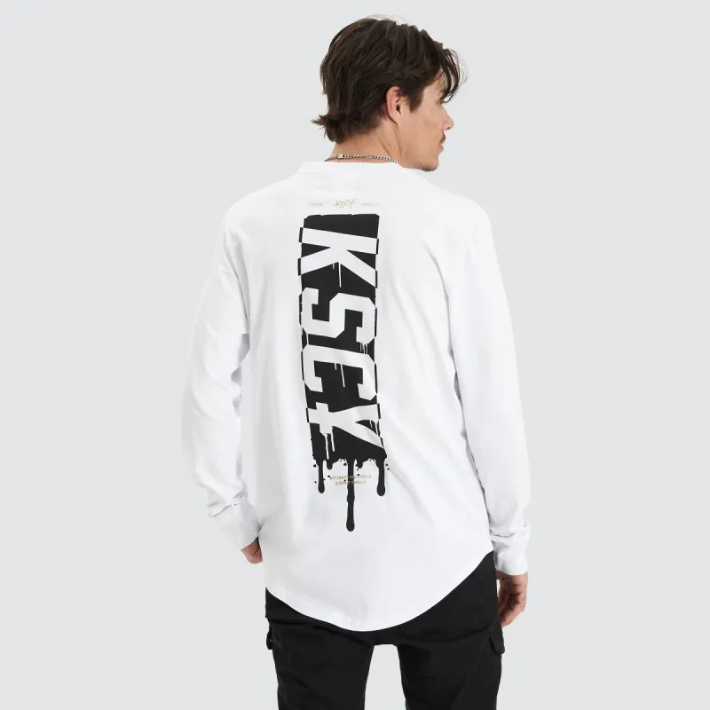 Punks Heavy Dual Curved Long Sleeve Tee White sold by Neverland