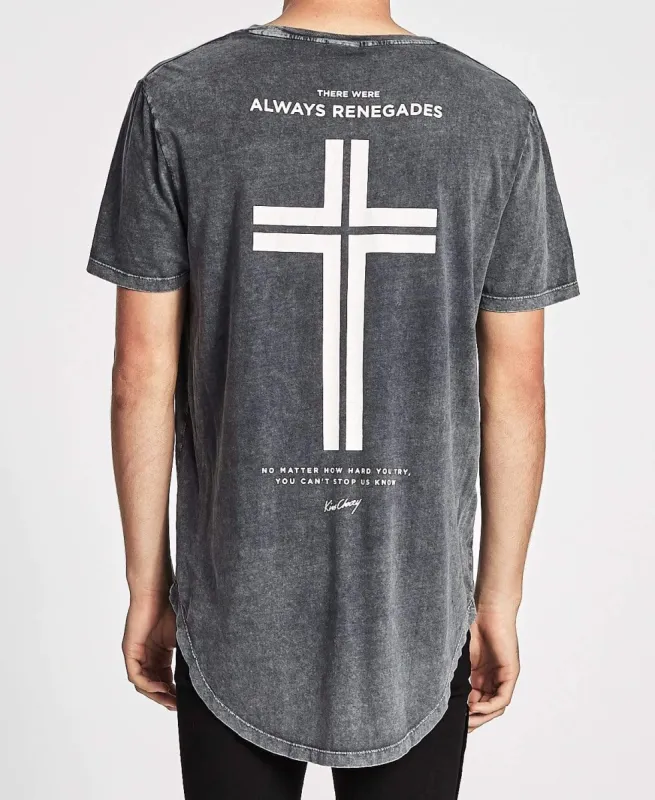 Always Curved Hem T-Shirt Acid Navy sold by Neverland