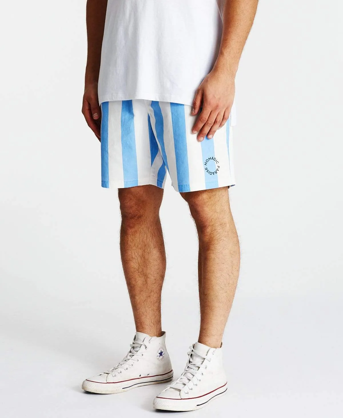Set Sail Beach Shorts Blue Stripe sold by Neverland