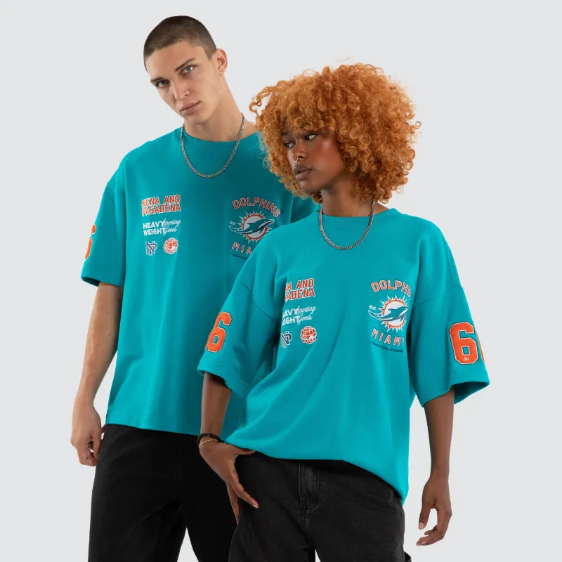 Miami Dolphins NFL Founded Loopback Tee Aqua sold by Neverland