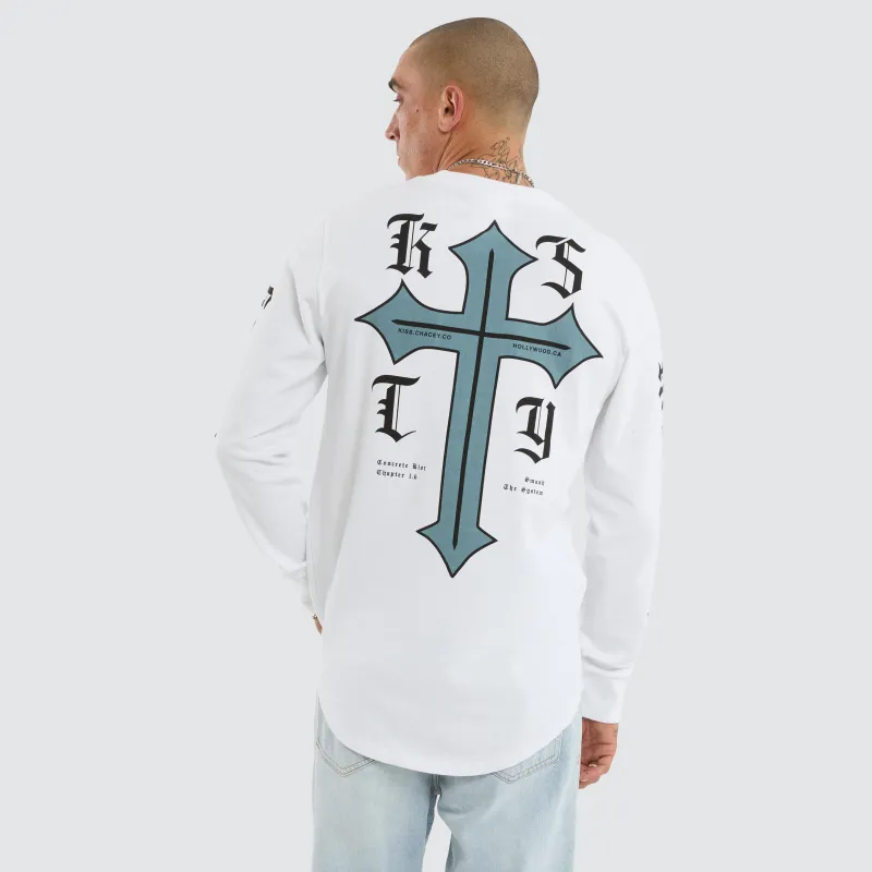 Venom Dual Curved Long Sleeve Tee Optical White made by Neverland