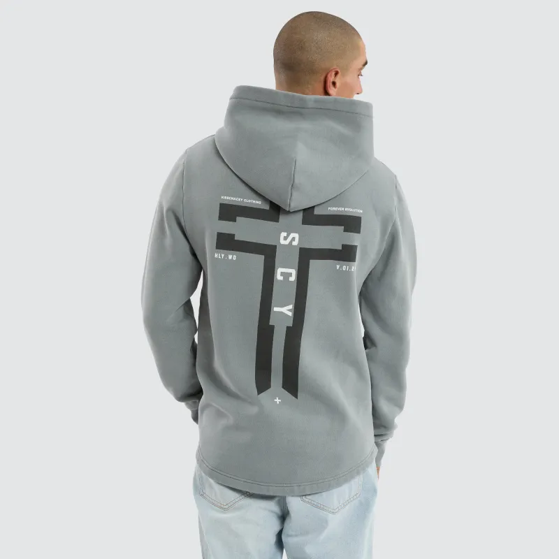 Divine Dual Curved Hoodie Pigment Ultimate Grey made by Neverland