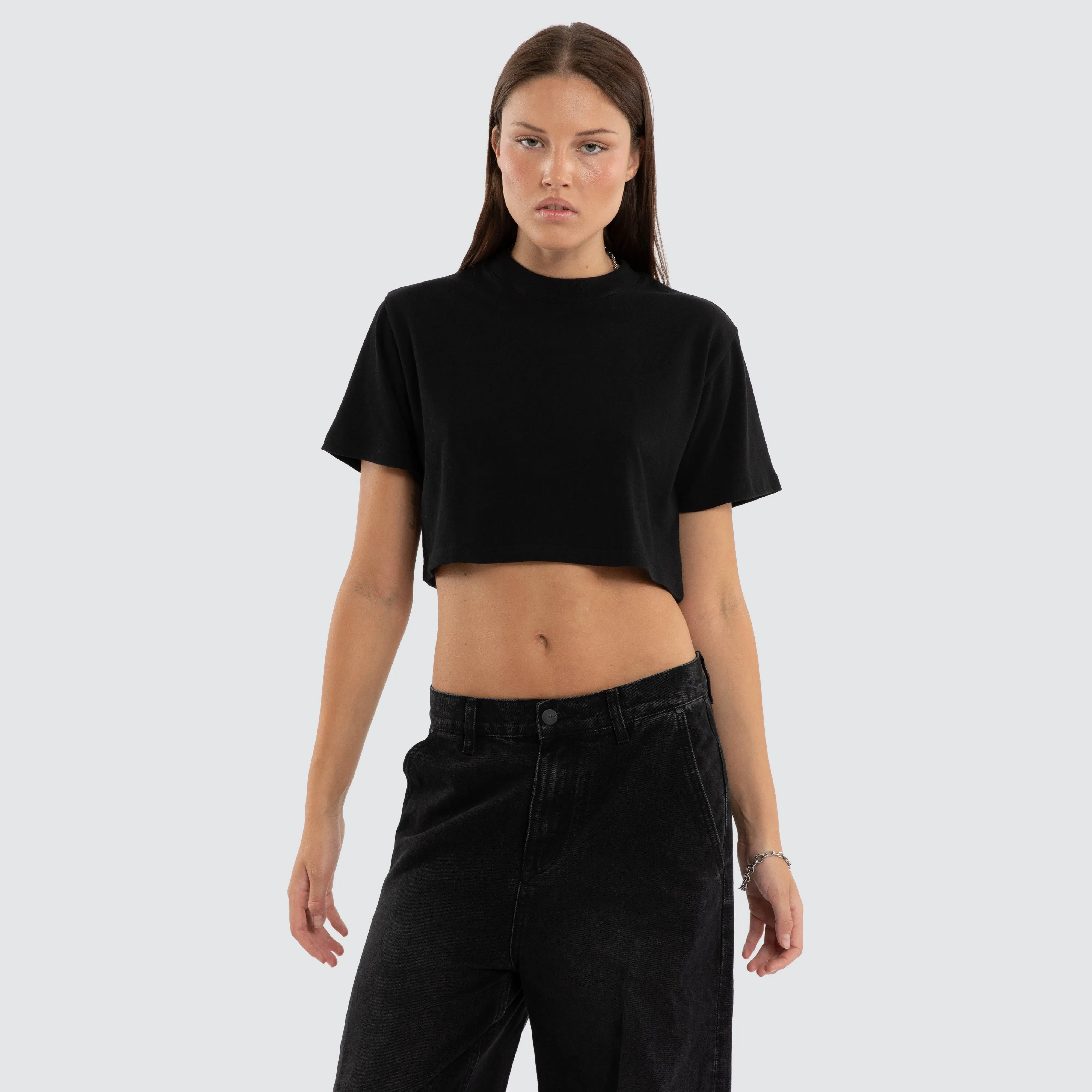 Vail Crop Tee Jet Black sold by Neverland