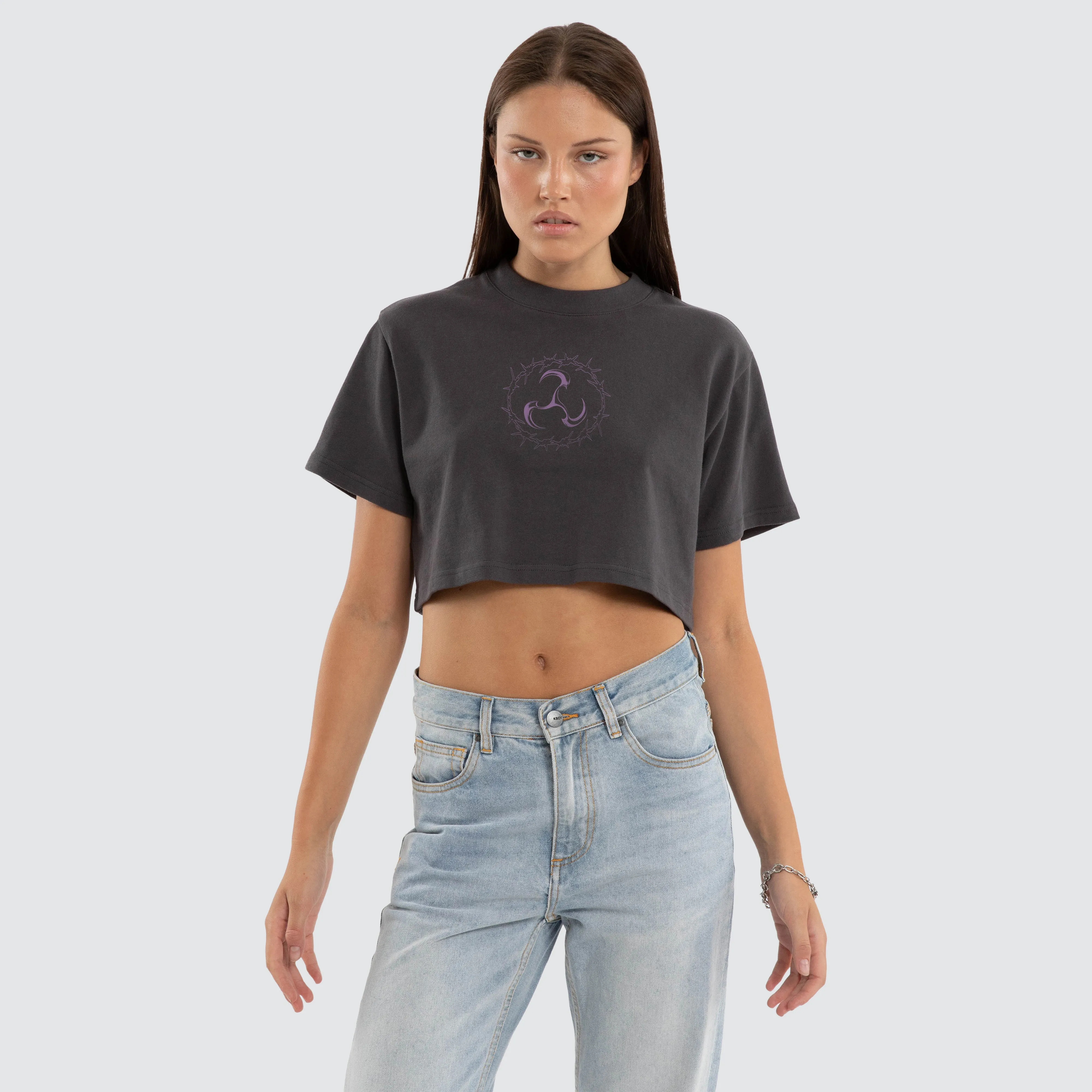 Elara Crop Tee Asphalt sold by Neverland