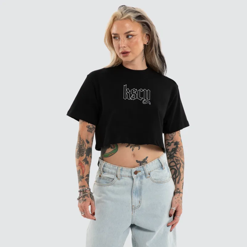 Seraphina Crop Tee Jet Black made by Neverland