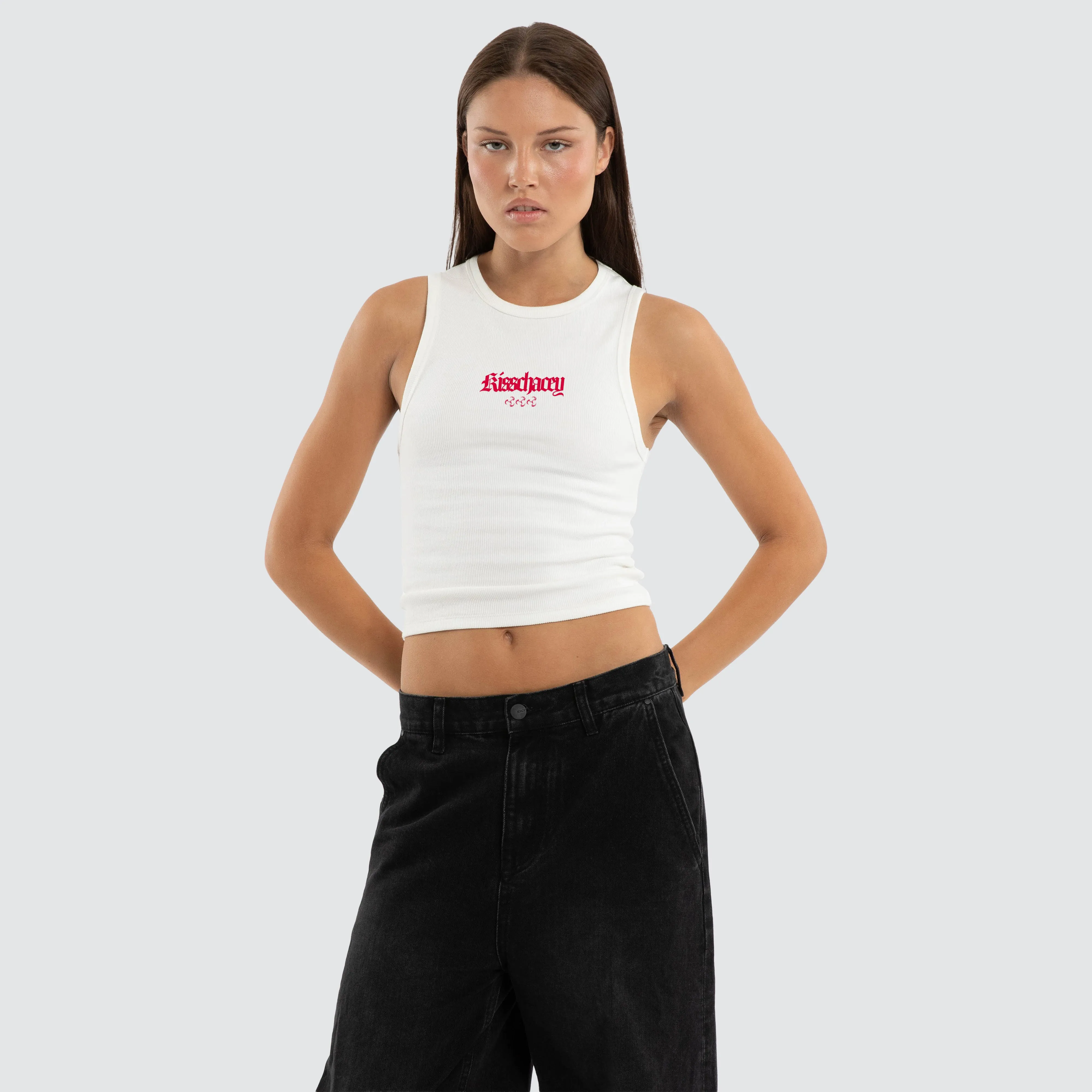 Astrid Rib Tank Natural White sold by Neverland