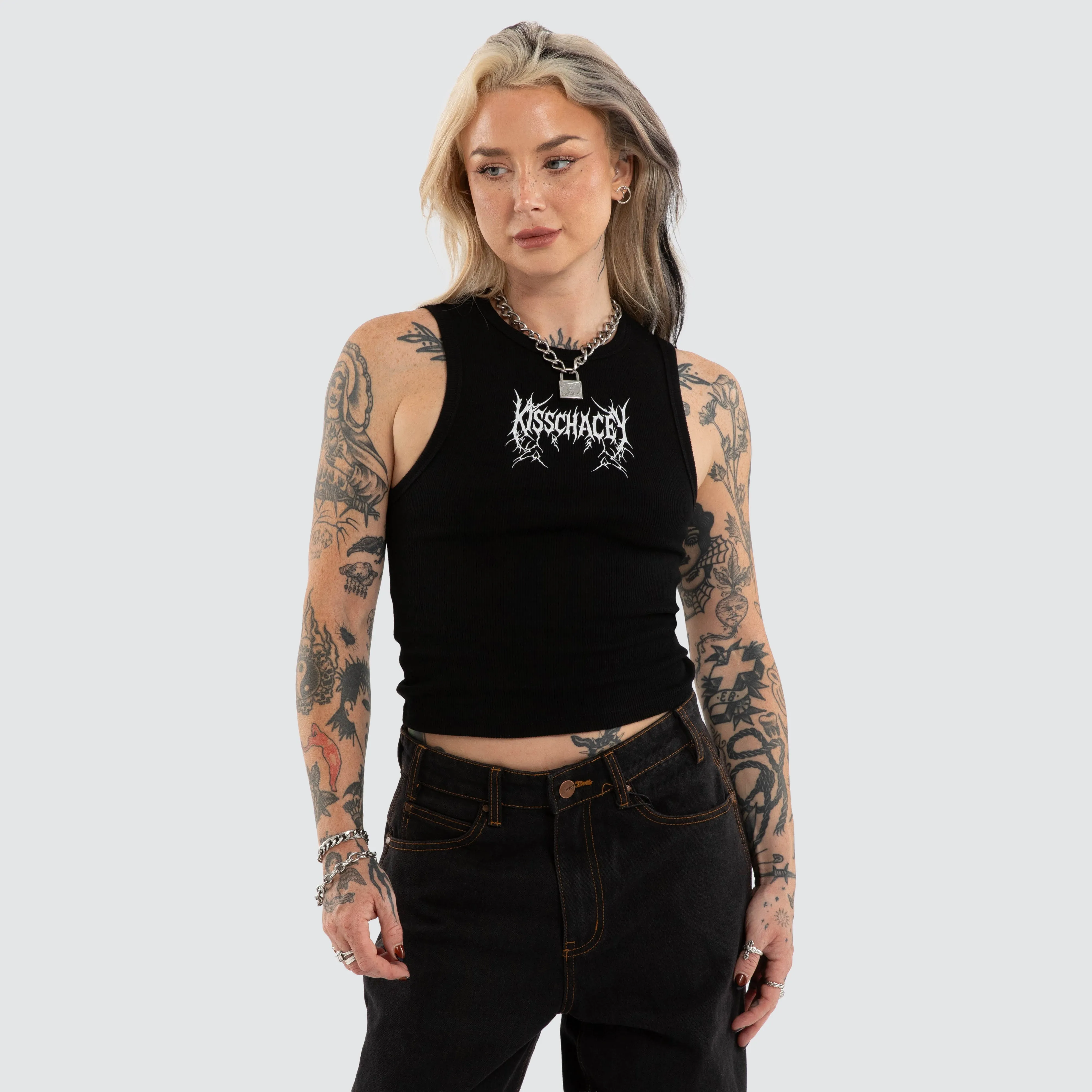 Iris Rib Tank Jet Black sold by Neverland