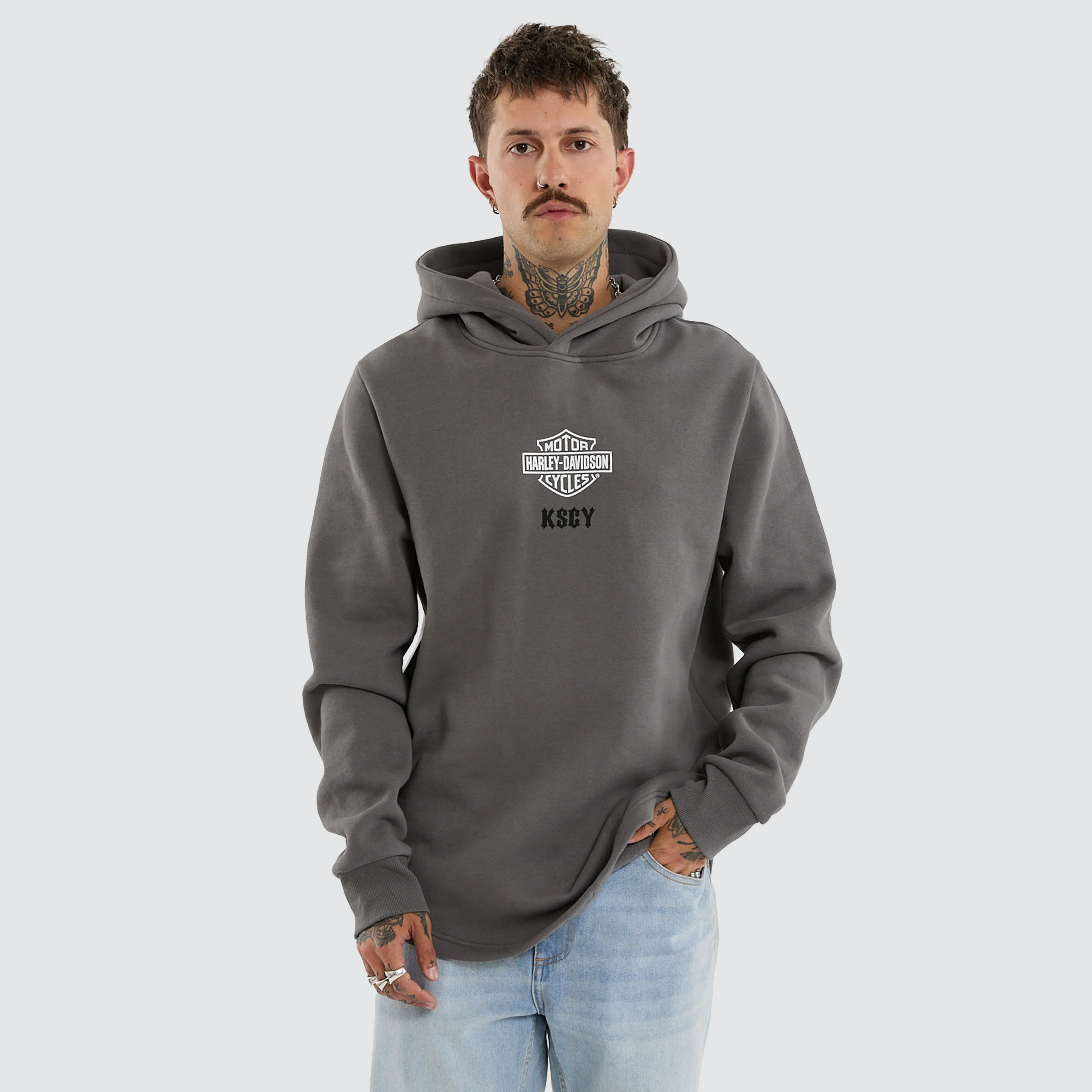 Hog Dual Curved Hoodie Charcoal sold by Neverland product image thumbnail 5