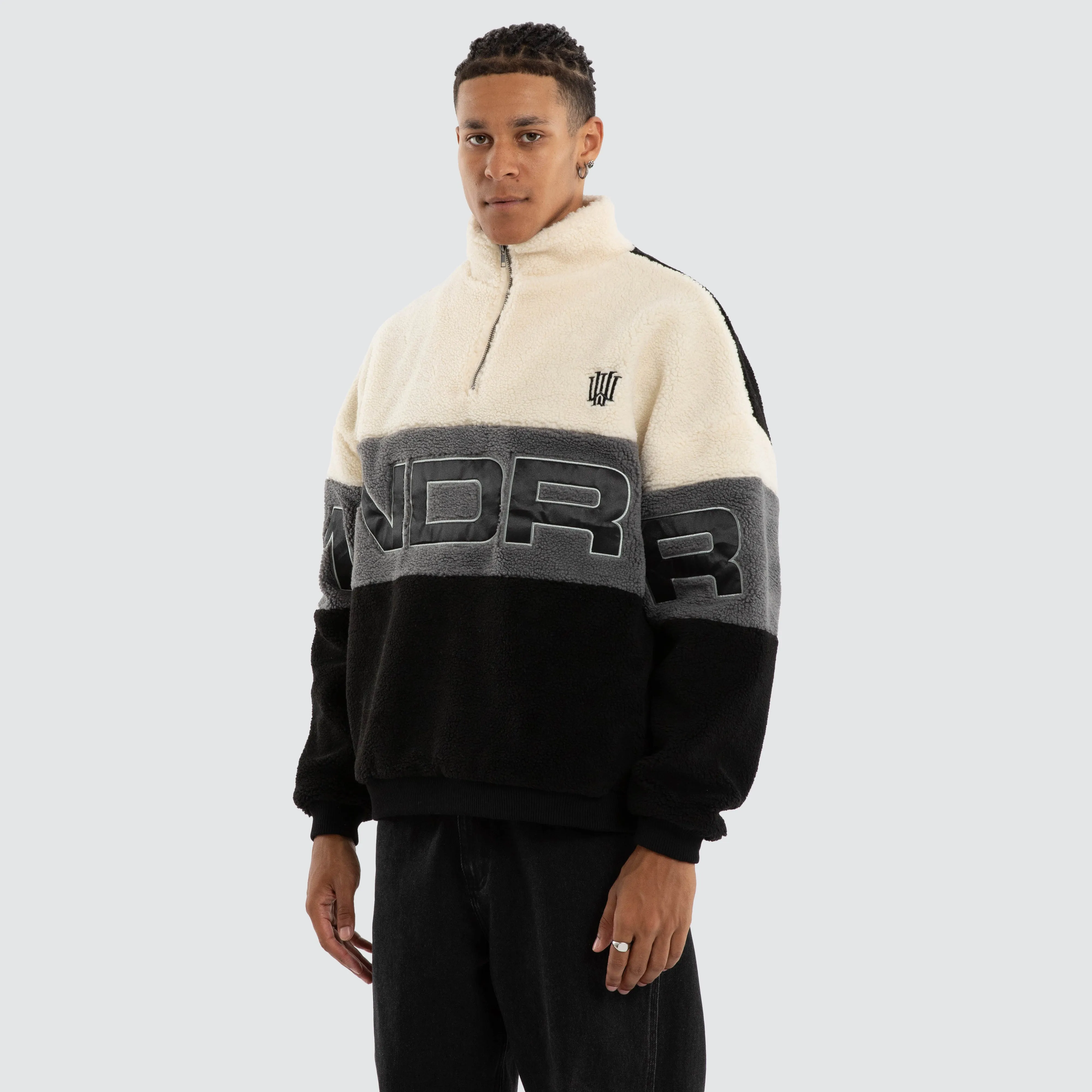 Primer 1/4 Zip Sherpa Sweater White/Black sold by Neverland product image thumbnail 4