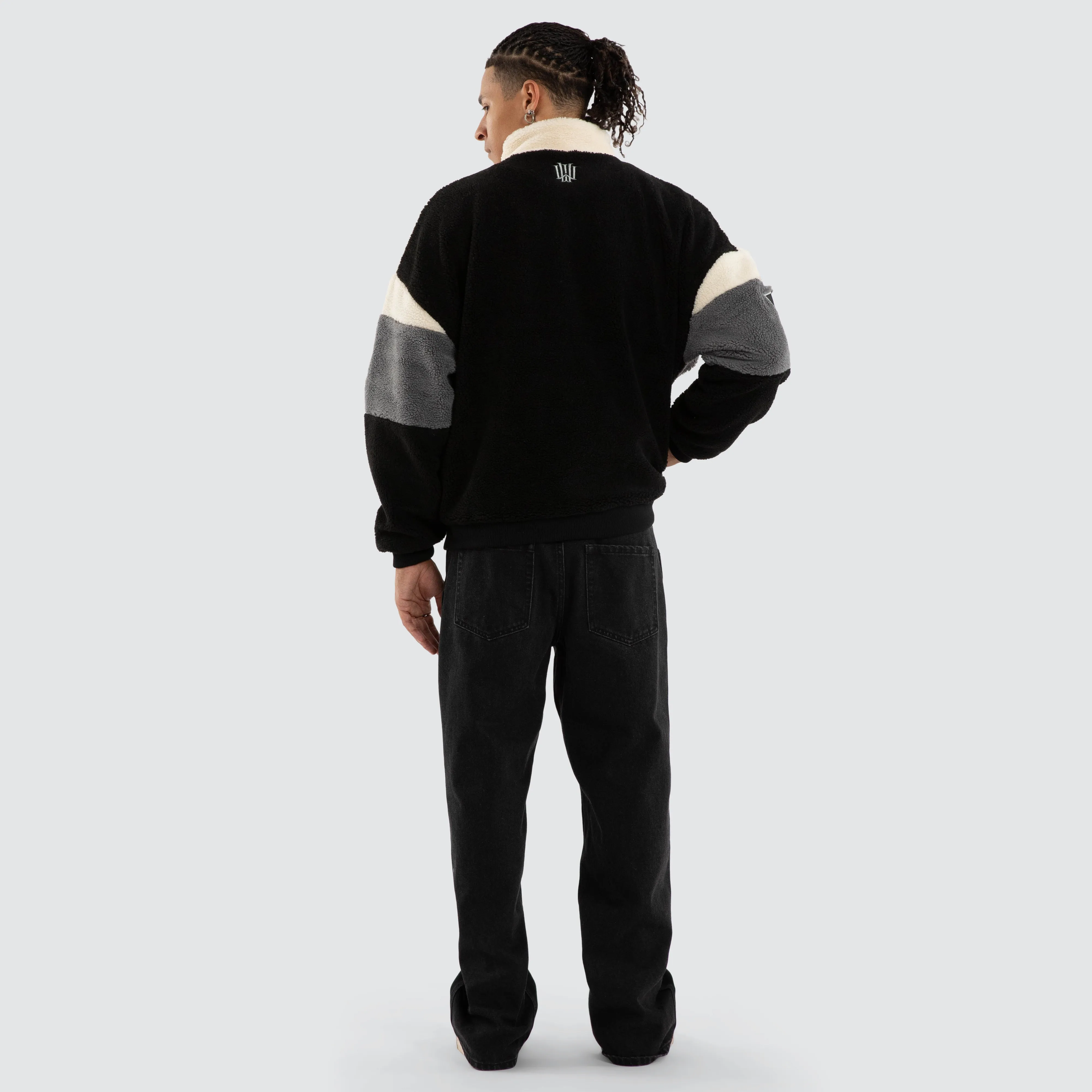 Primer 1/4 Zip Sherpa Sweater White/Black sold by Neverland product image thumbnail 2