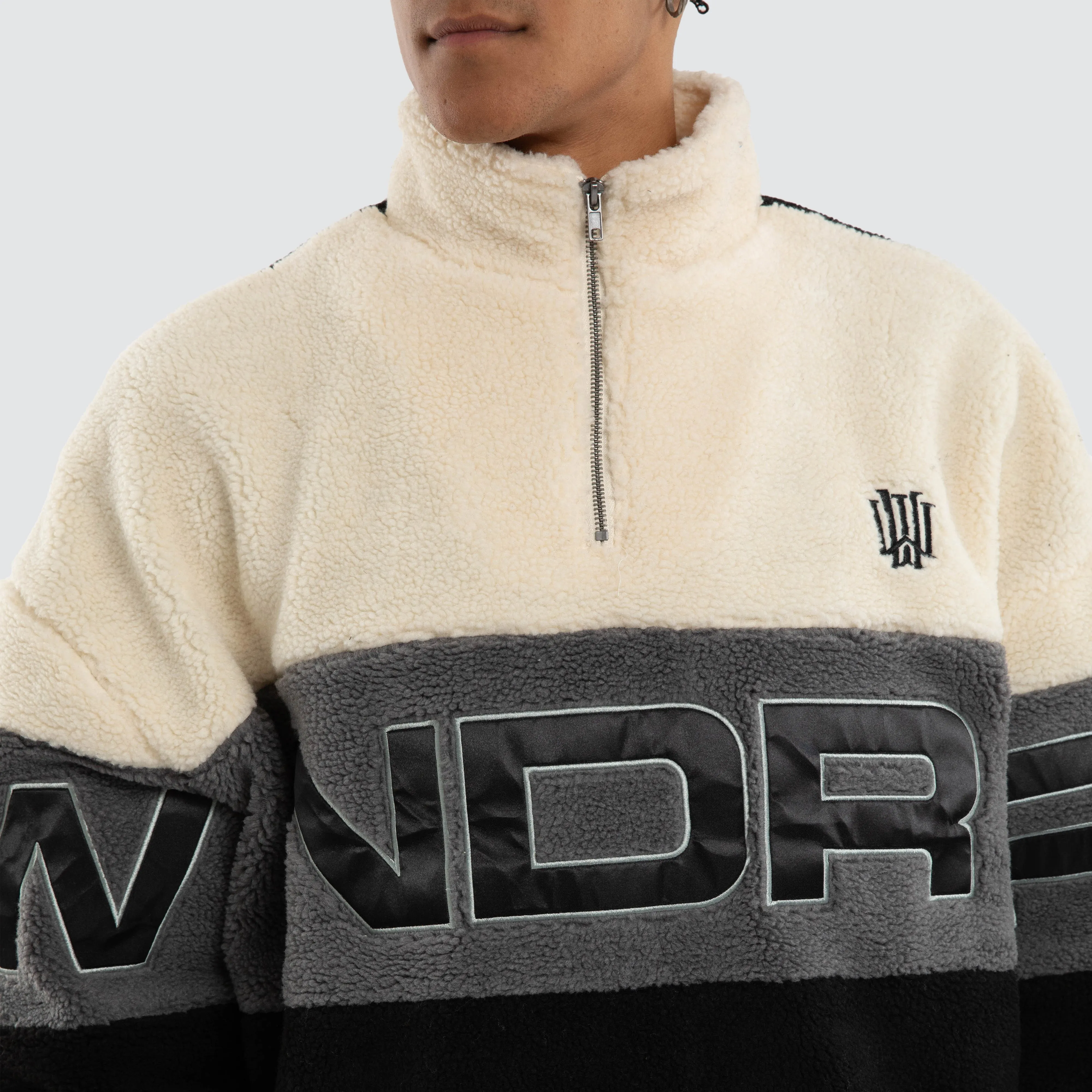 Primer 1/4 Zip Sherpa Sweater White/Black sold by Neverland product image thumbnail 5