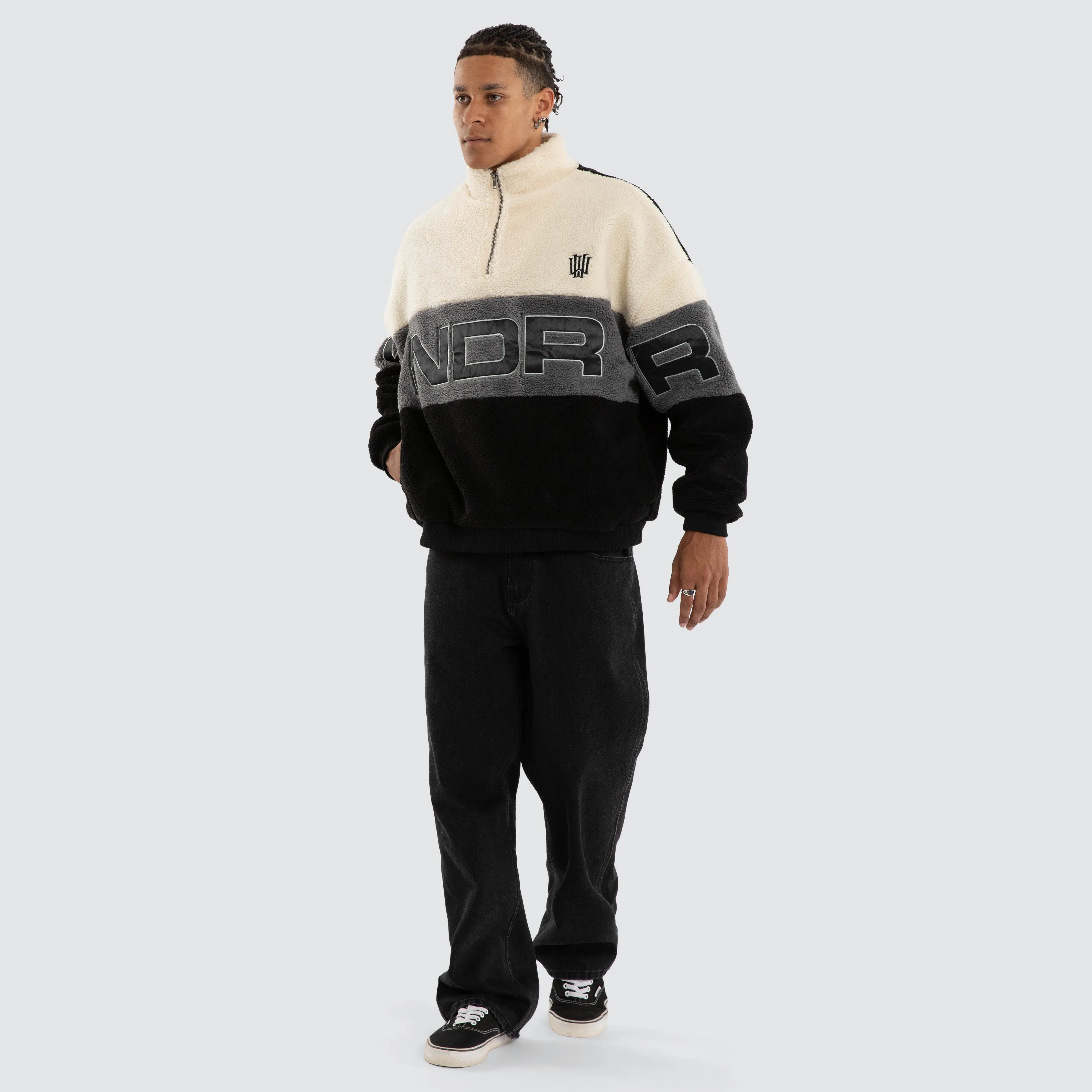 Primer 1/4 Zip Sherpa Sweater White/Black sold by Neverland product image thumbnail 3