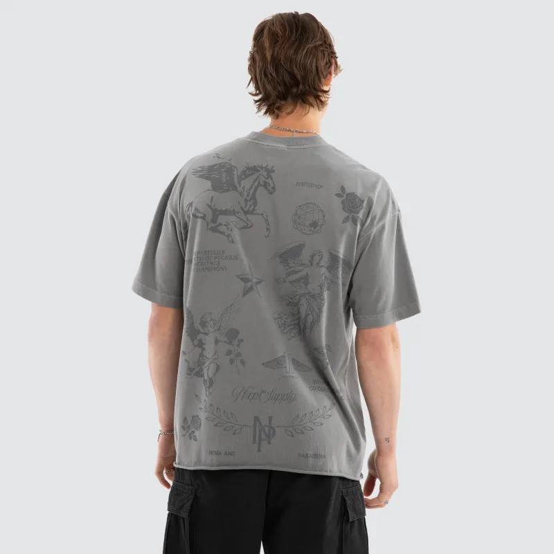 Pegasus Raptor Tee Pigment Frost Grey sold by Neverland