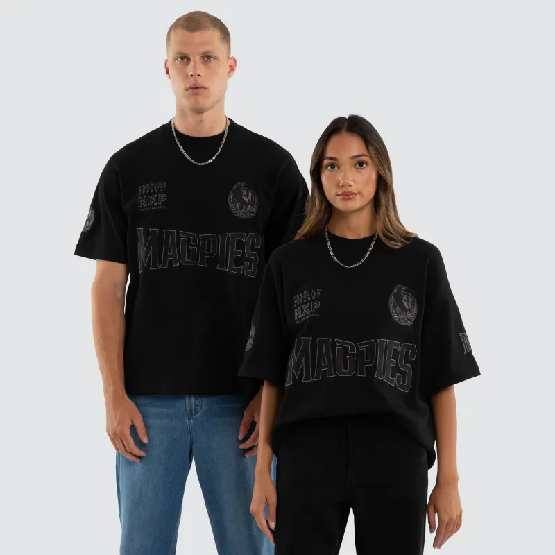 Collingwood Magpies AFL Perform Loopback Tee Jet Black made by Neverland