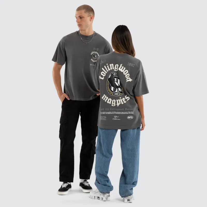 Collingwood Magpies AFL Off-Season Tee Pigment Charcoal made by Neverland