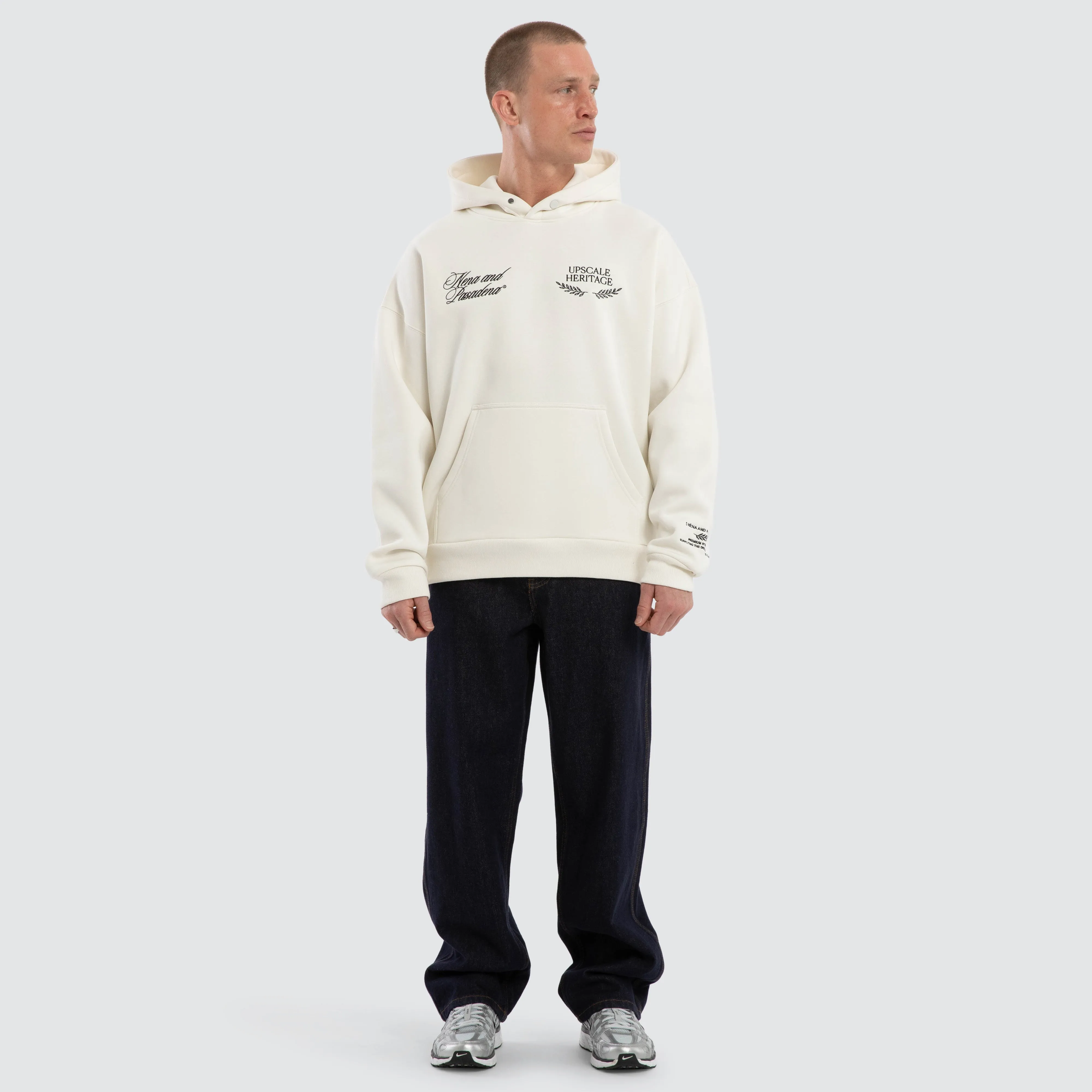 Etiquette Box Fit Hoodie Natural White sold by Neverland product image thumbnail 2