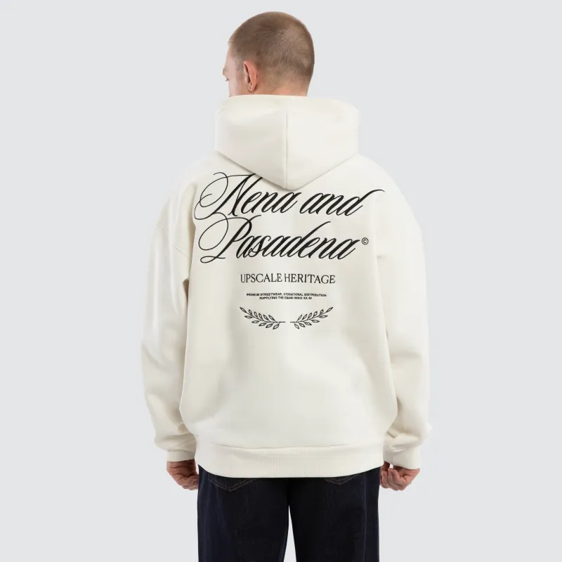 Etiquette Box Fit Hoodie Natural White made by Nena and Pasadena