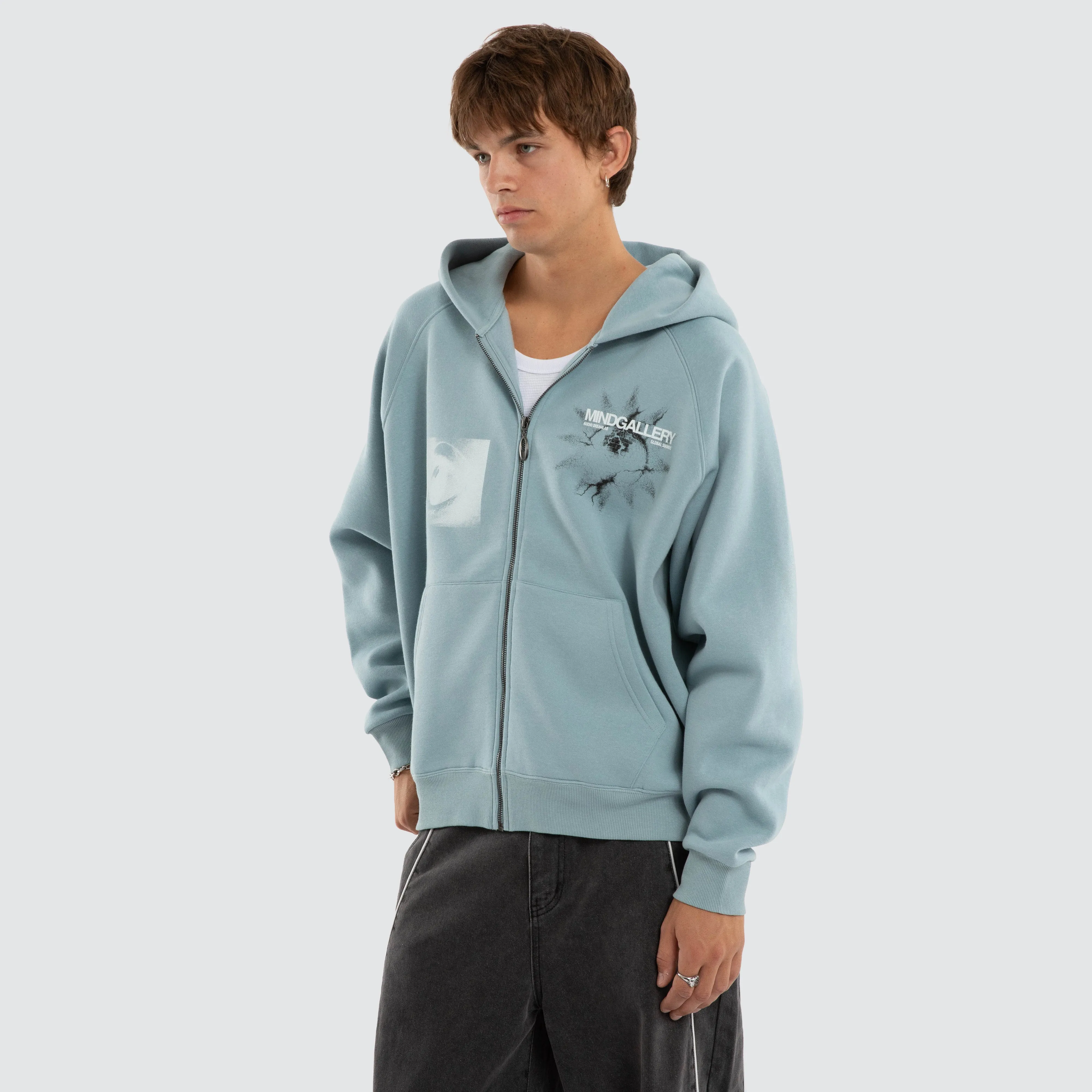 Spy Eye Street Zip Hoodie Arona Teal sold by Neverland product image thumbnail 4