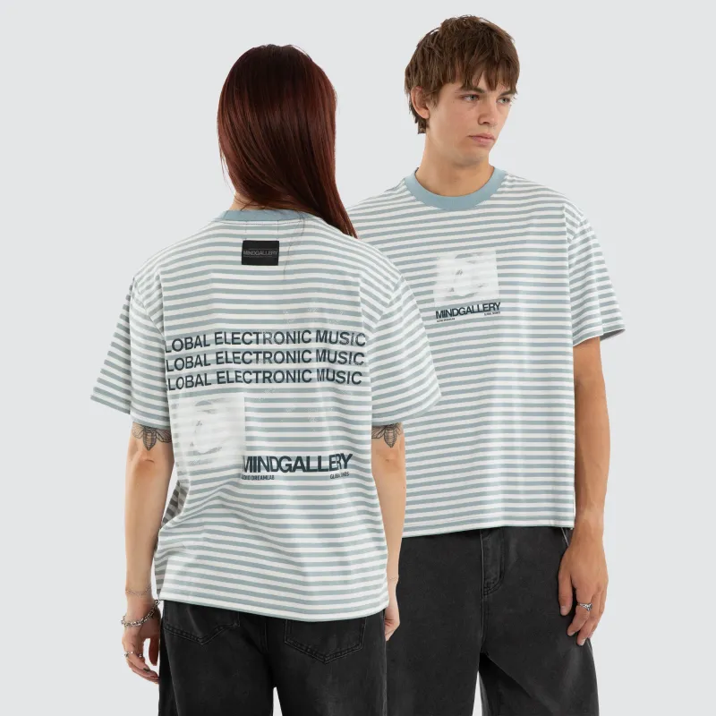 Manor Rocker Tee Natural White/Arona Teal Stripe made by Neverland