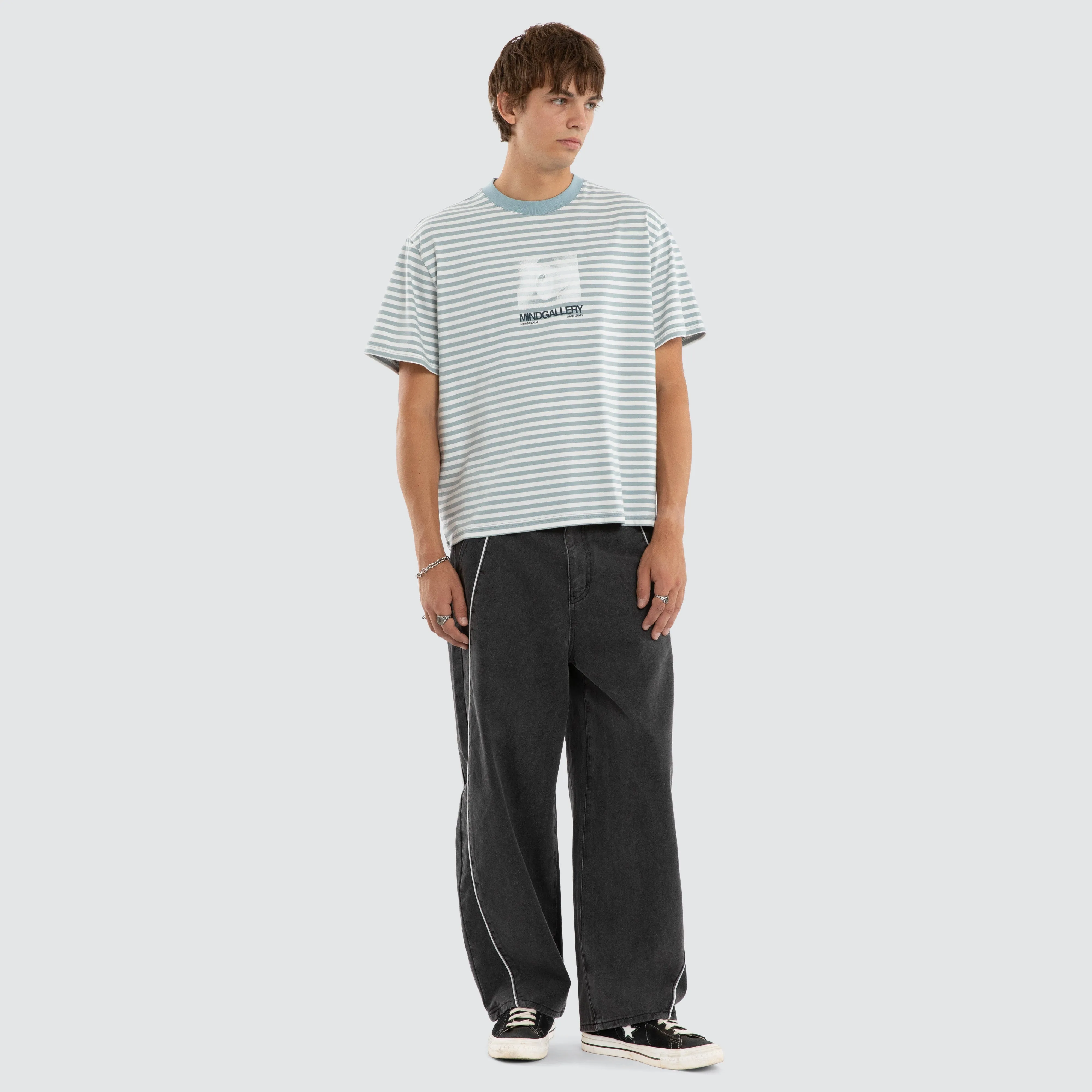 Manor Rocker Tee Natural White/Arona Teal Stripe sold by Neverland product image thumbnail 2