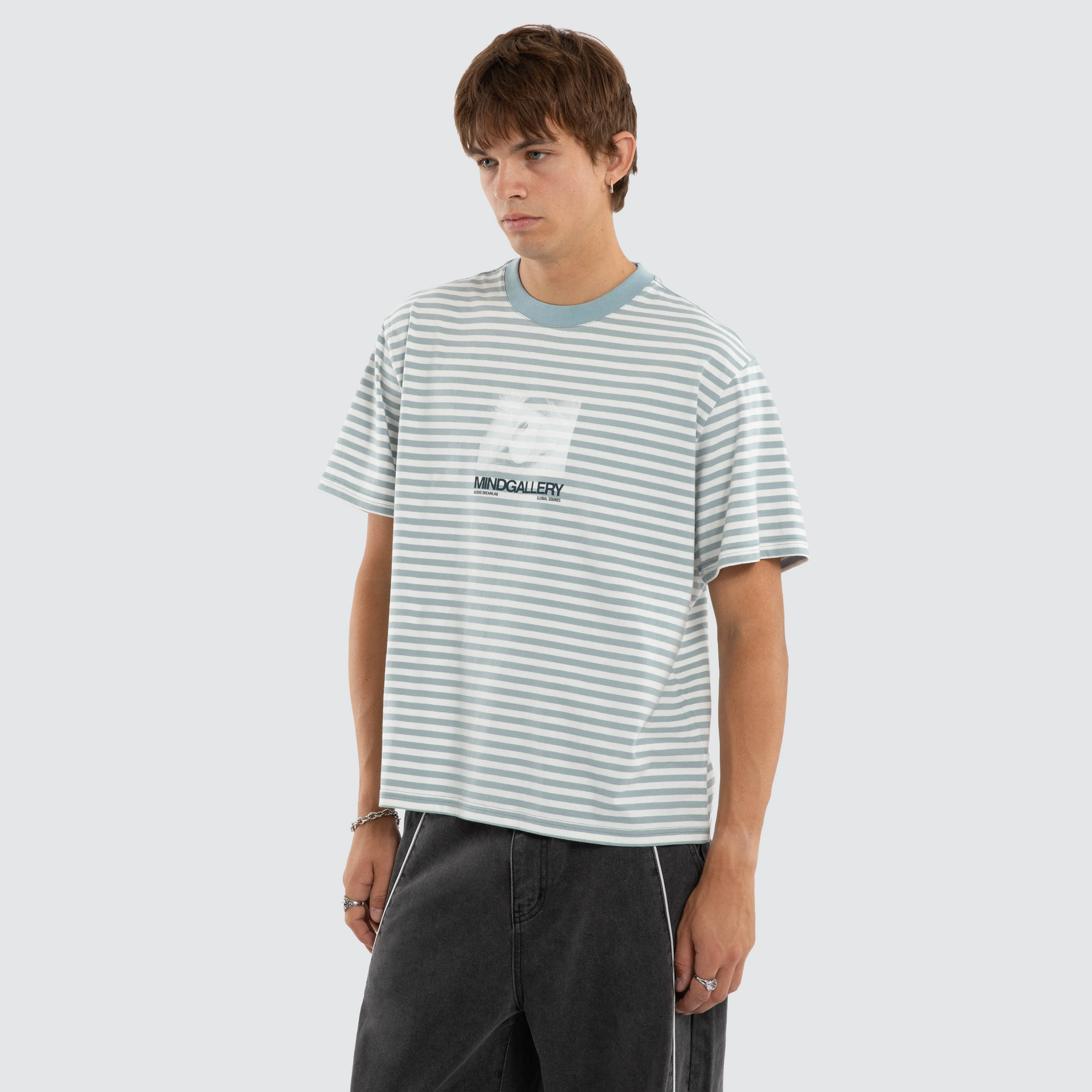 Manor Rocker Tee Natural White/Arona Teal Stripe sold by Neverland product image thumbnail 4