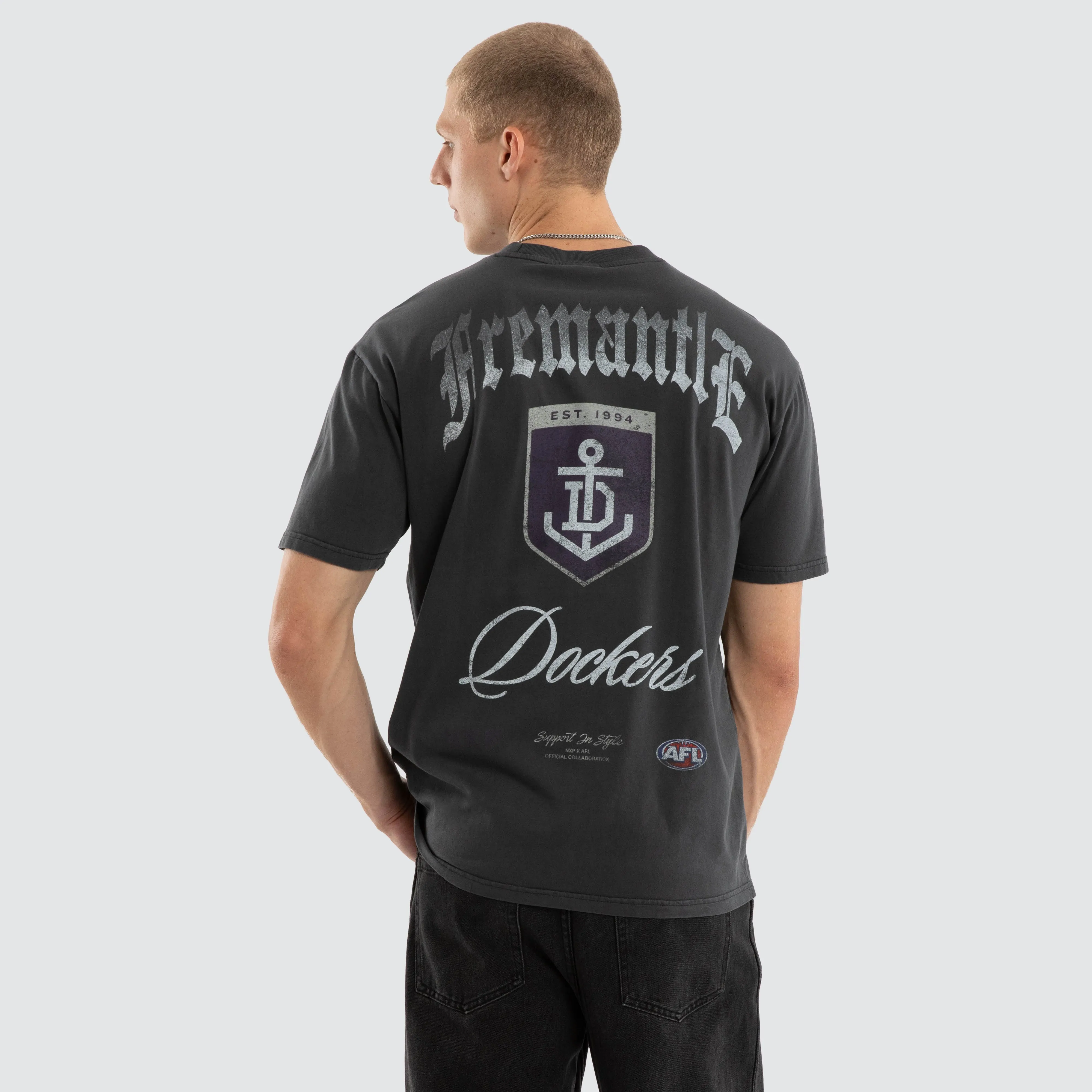 Fremantle Dockers AFL Vintage Goth Tee Pigment Asphalt sold by Neverland product image thumbnail 5