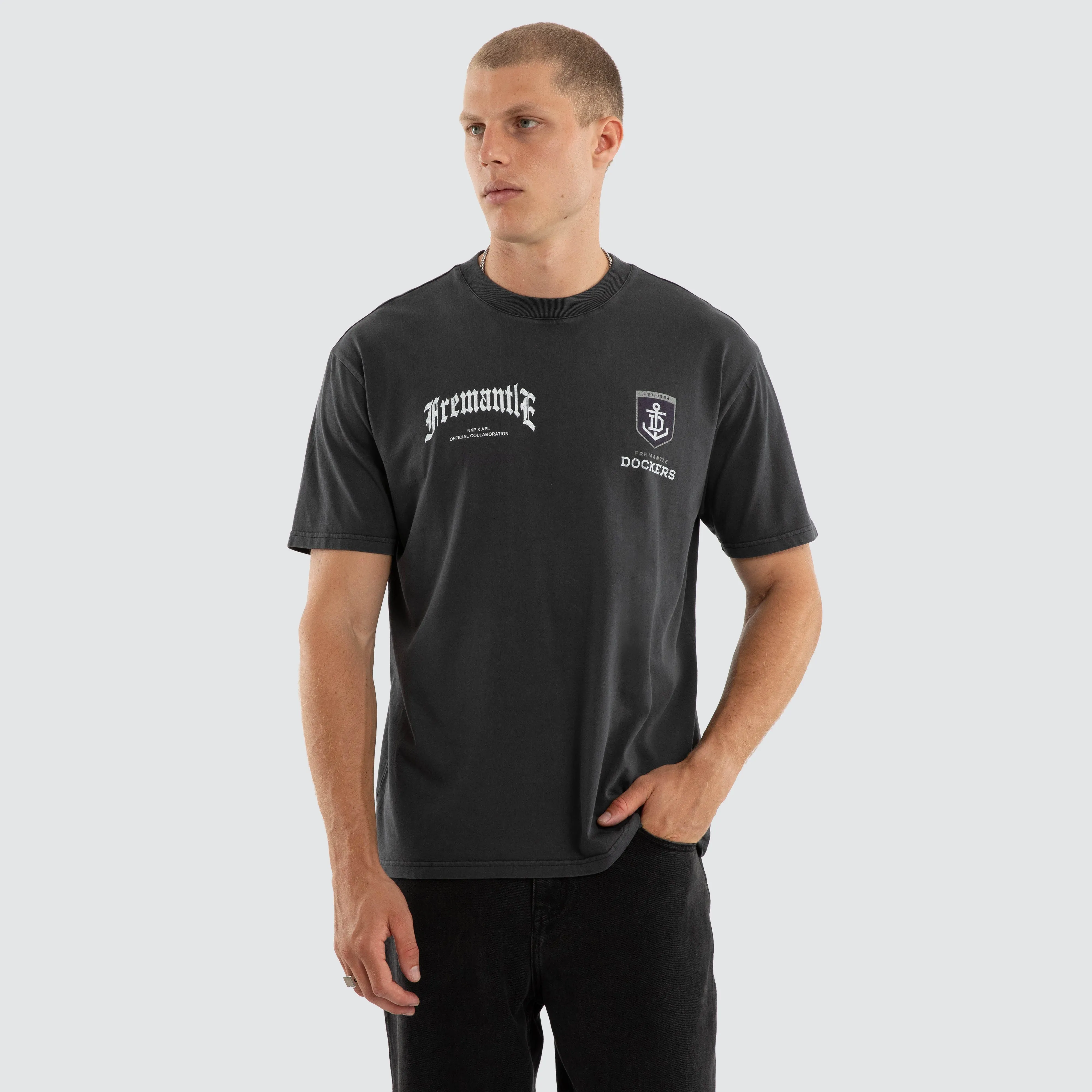 Fremantle Dockers AFL Vintage Goth Tee Pigment Asphalt sold by Neverland product image thumbnail 3