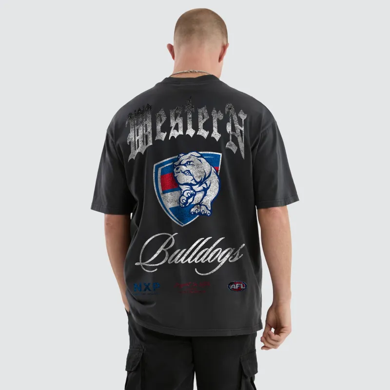 Western Bulldogs AFL Vintage Goth Tee Pigment Asphalt made by Neverland