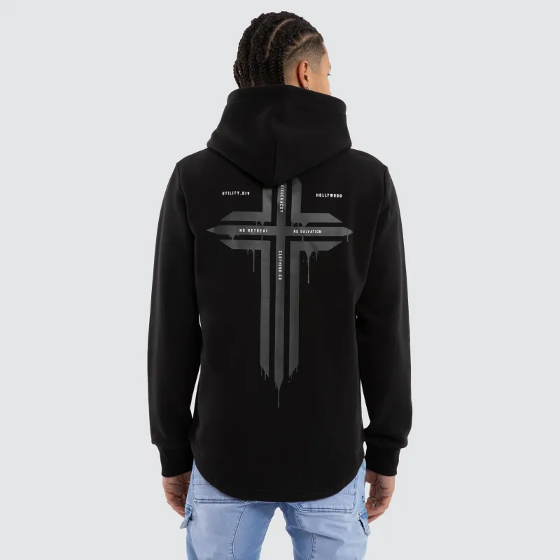 Worship Dual Curved Hoodie Jet Black made by Neverland