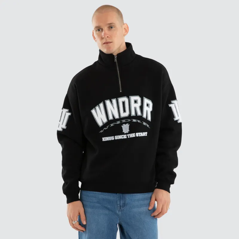 Institute 1/4 Zip Sweater Black made by WNDRR